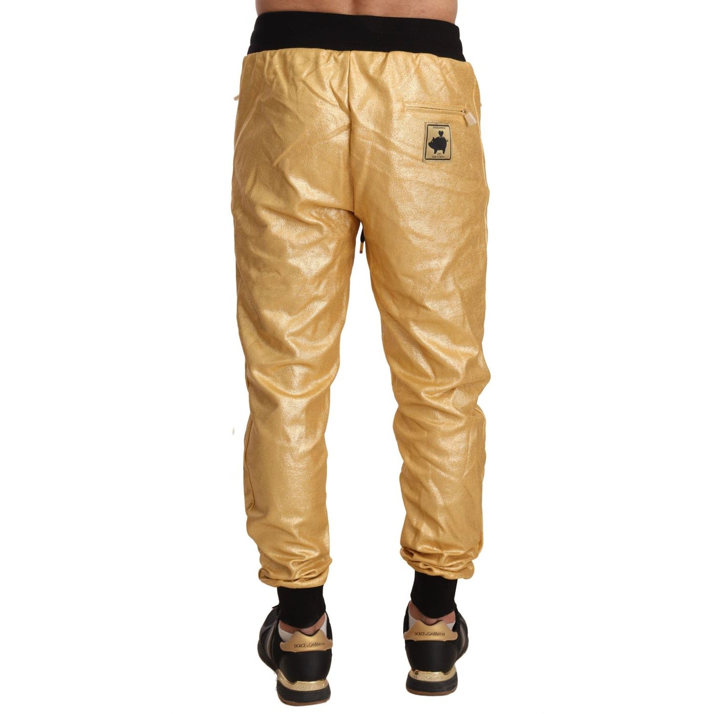 Dolce & Gabbana | Gold Pig Of The Year Cotton Trousers Pants | McRichard Designer Brands