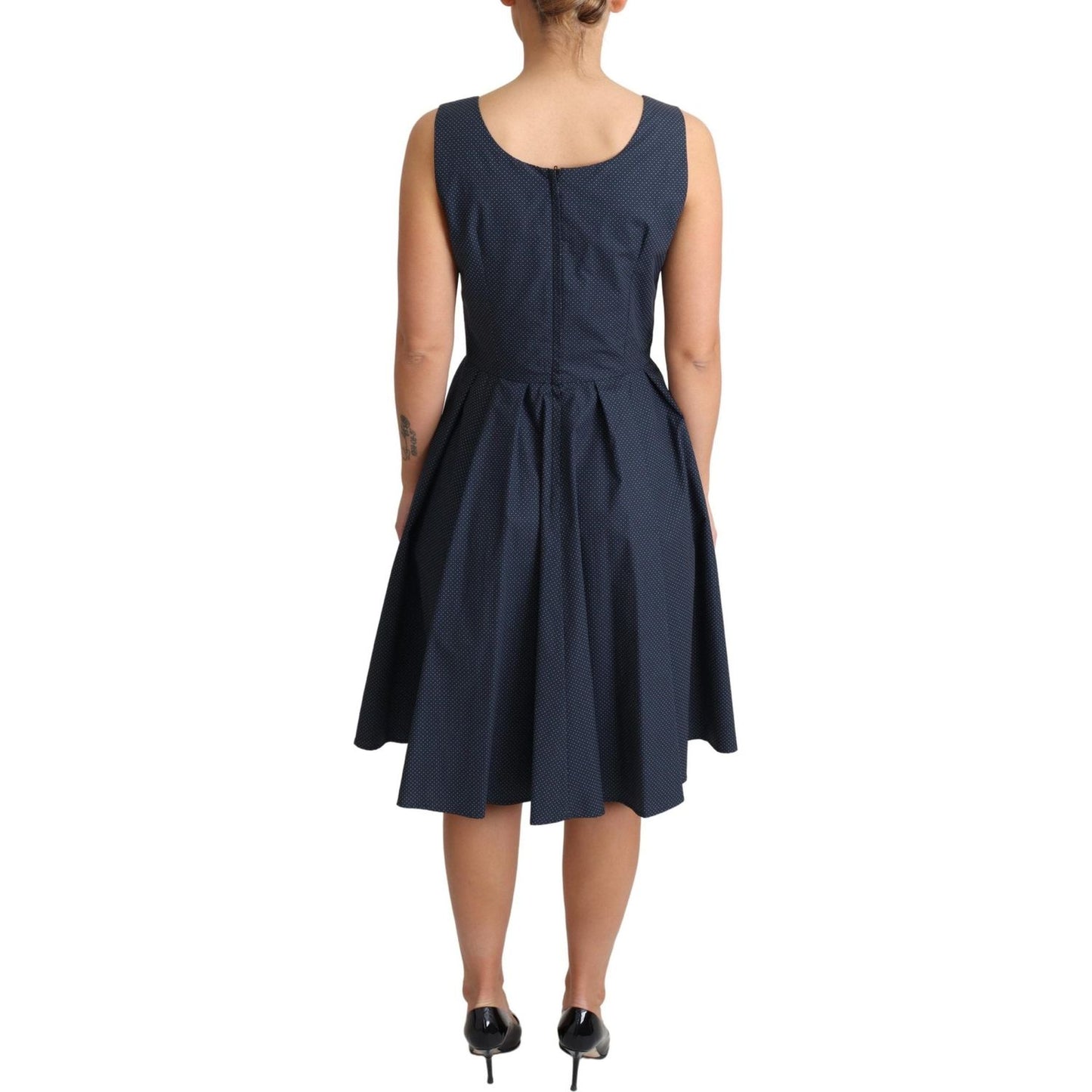 Dolce & Gabbana | Blue Polka Dotted Cotton A-Line Dress  | McRichard Designer Brands