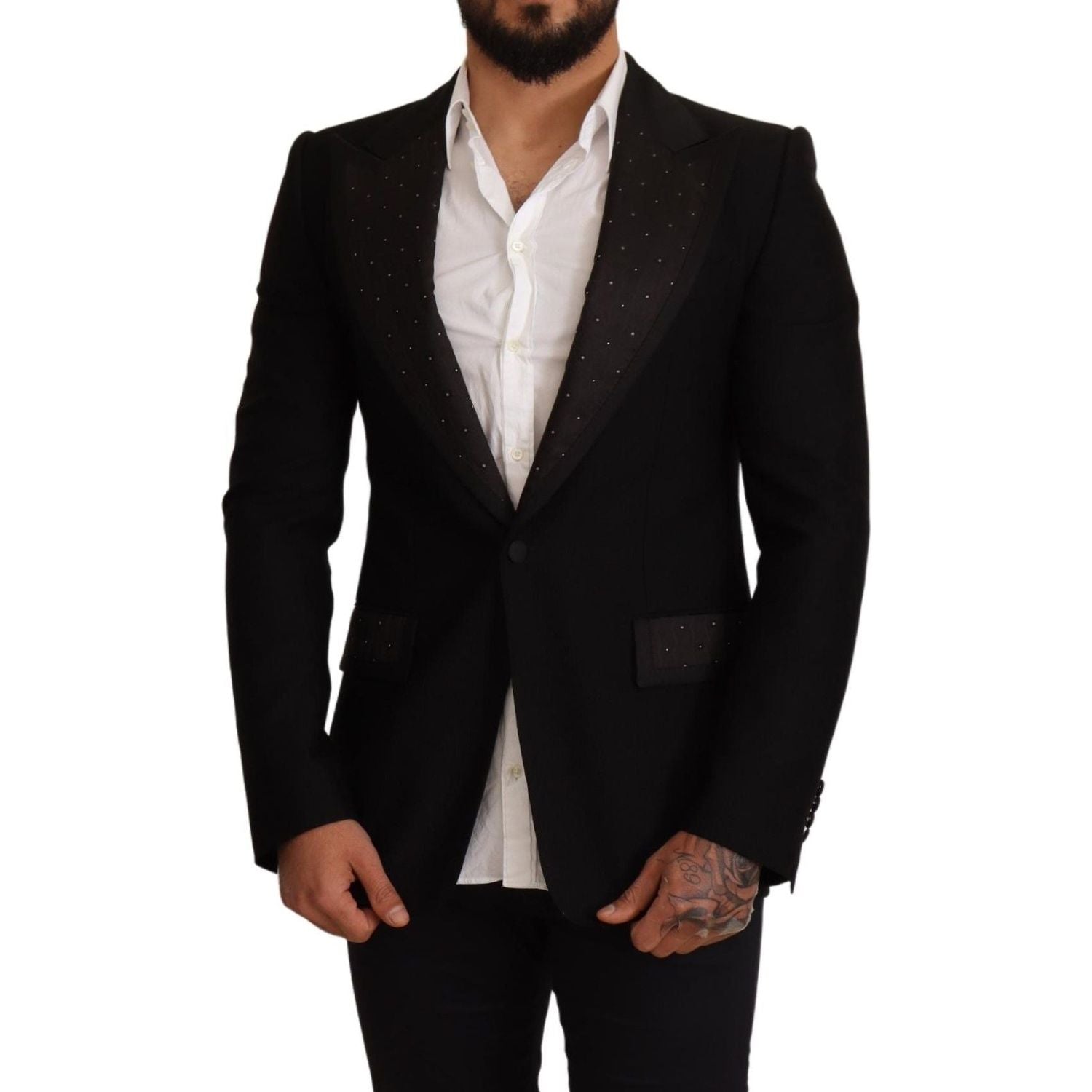 Dolce & Gabbana | Black Wool Slim Fit Coat Blazer Jacket | McRichard Designer Brands