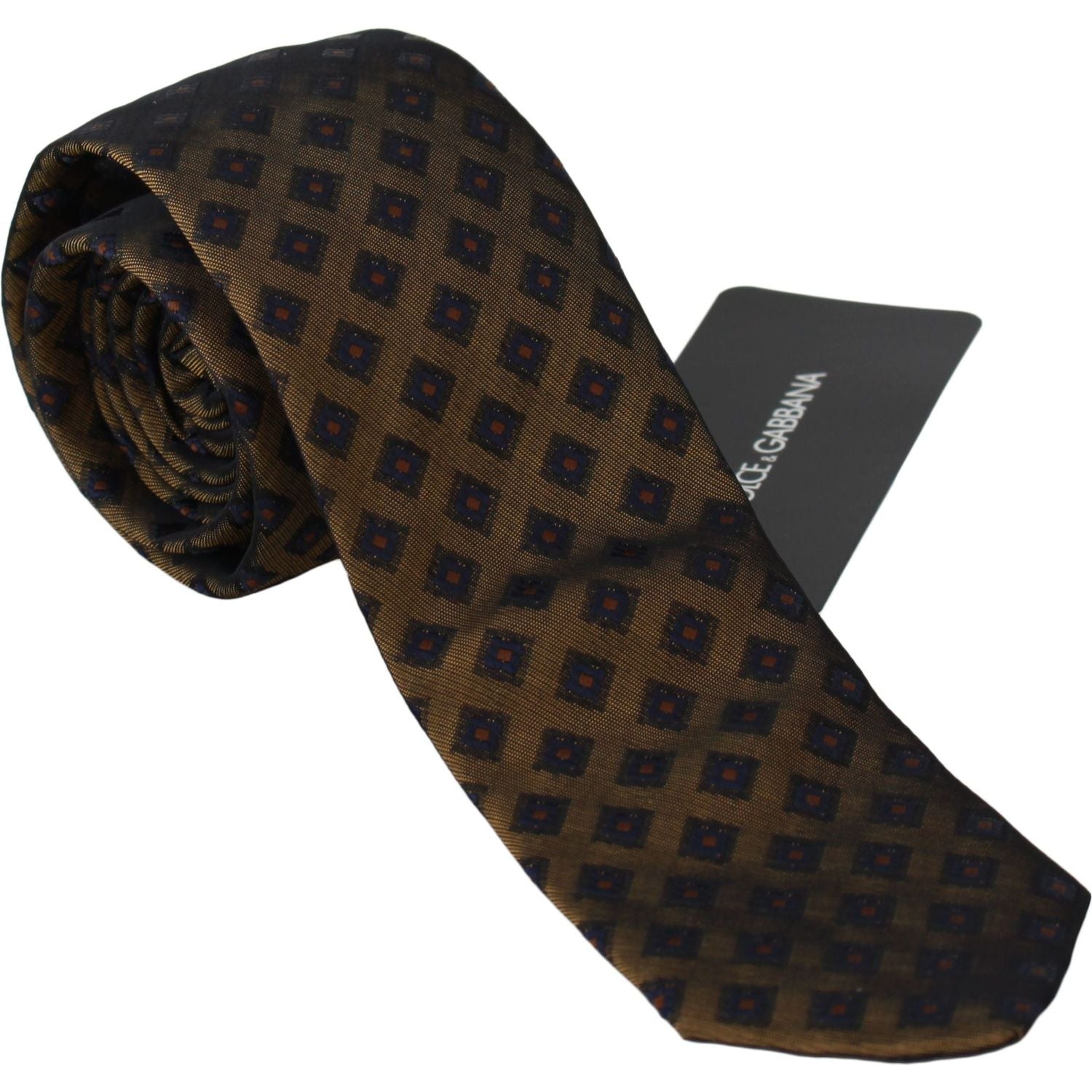 Dolce & Gabbana | Brown Patterned Classic Mens Slim Necktie Tie | McRichard Designer Brands