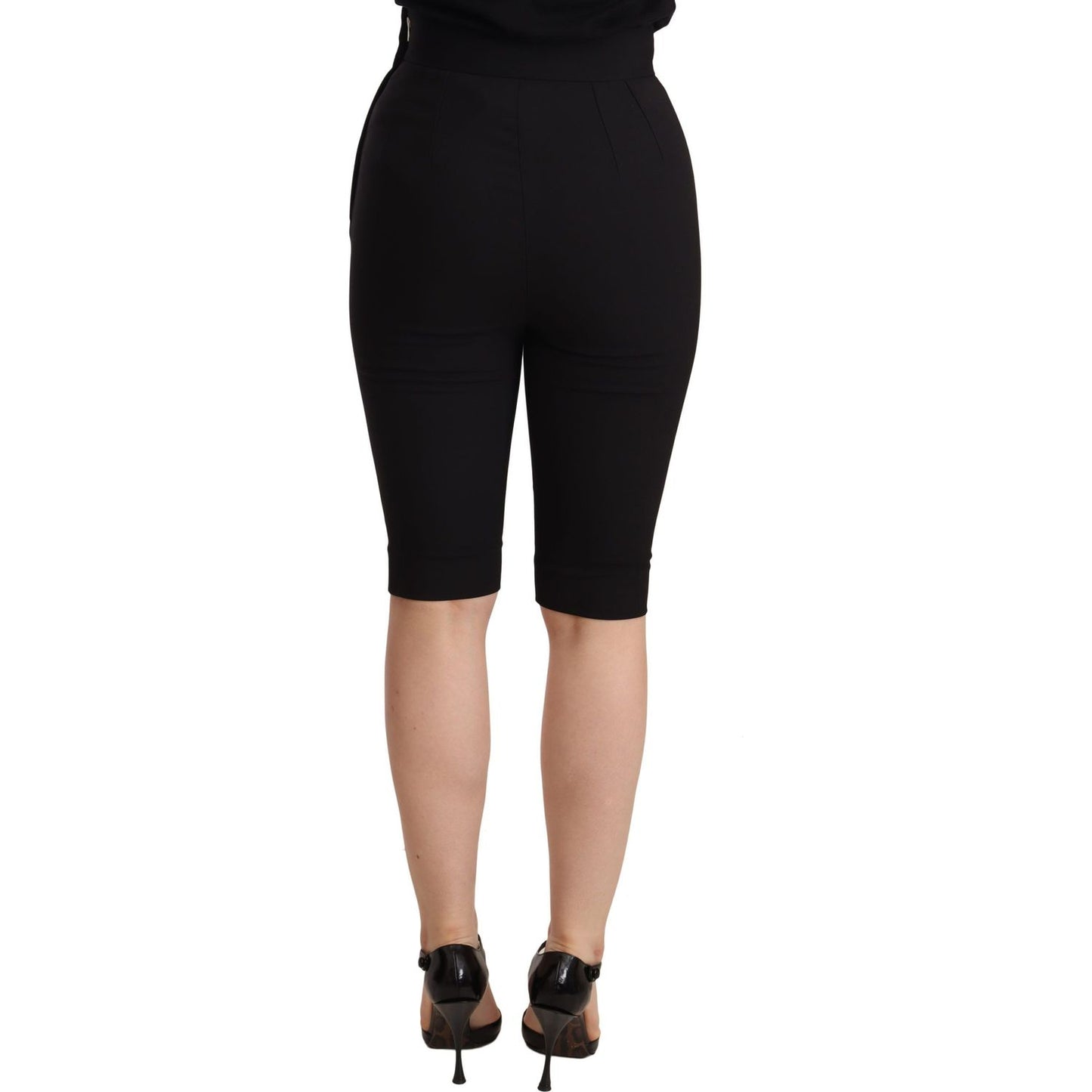 Dolce & Gabbana | Black Wool Stretch Slim Fit High Waist Shorts | McRichard Designer Brands