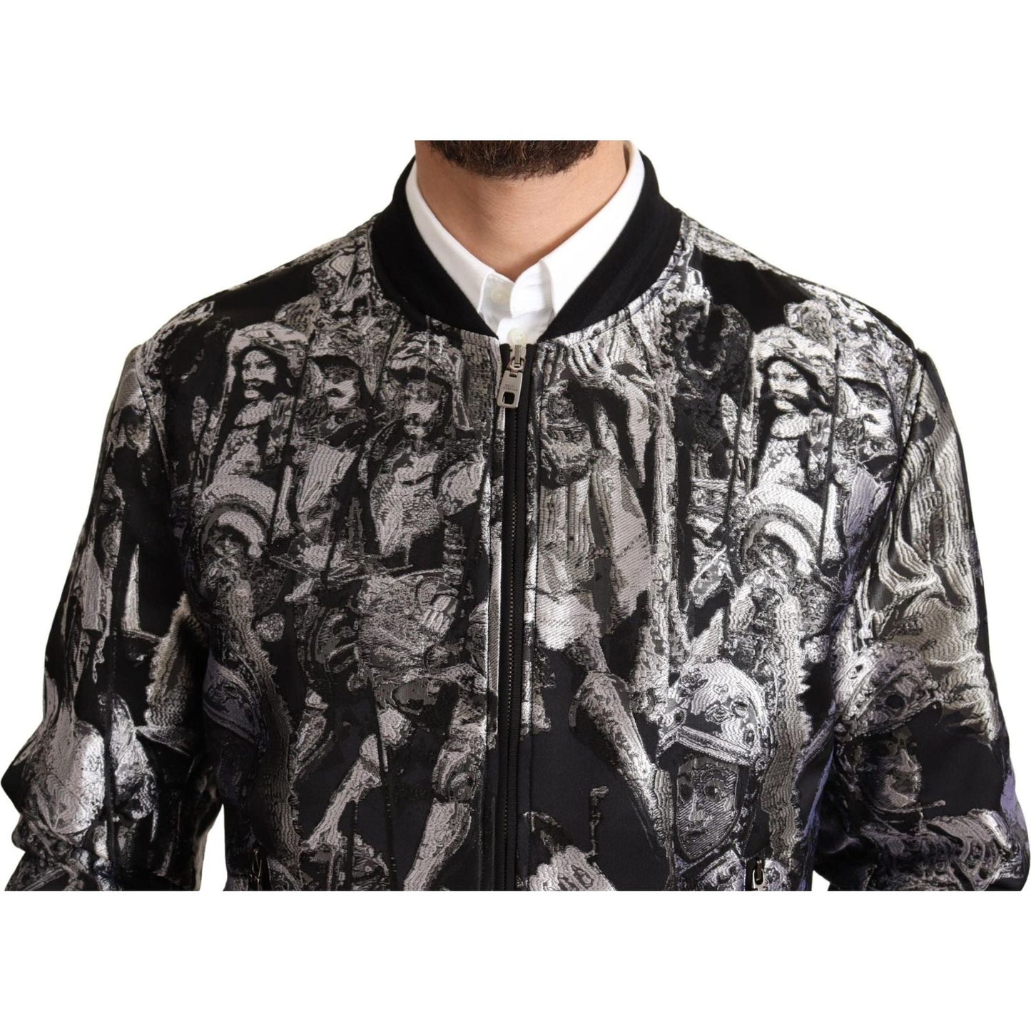 Dolce & Gabbana | Black Silver Puppi Motive Bomber Jacket | 1219.00 - McRichard Designer Brands