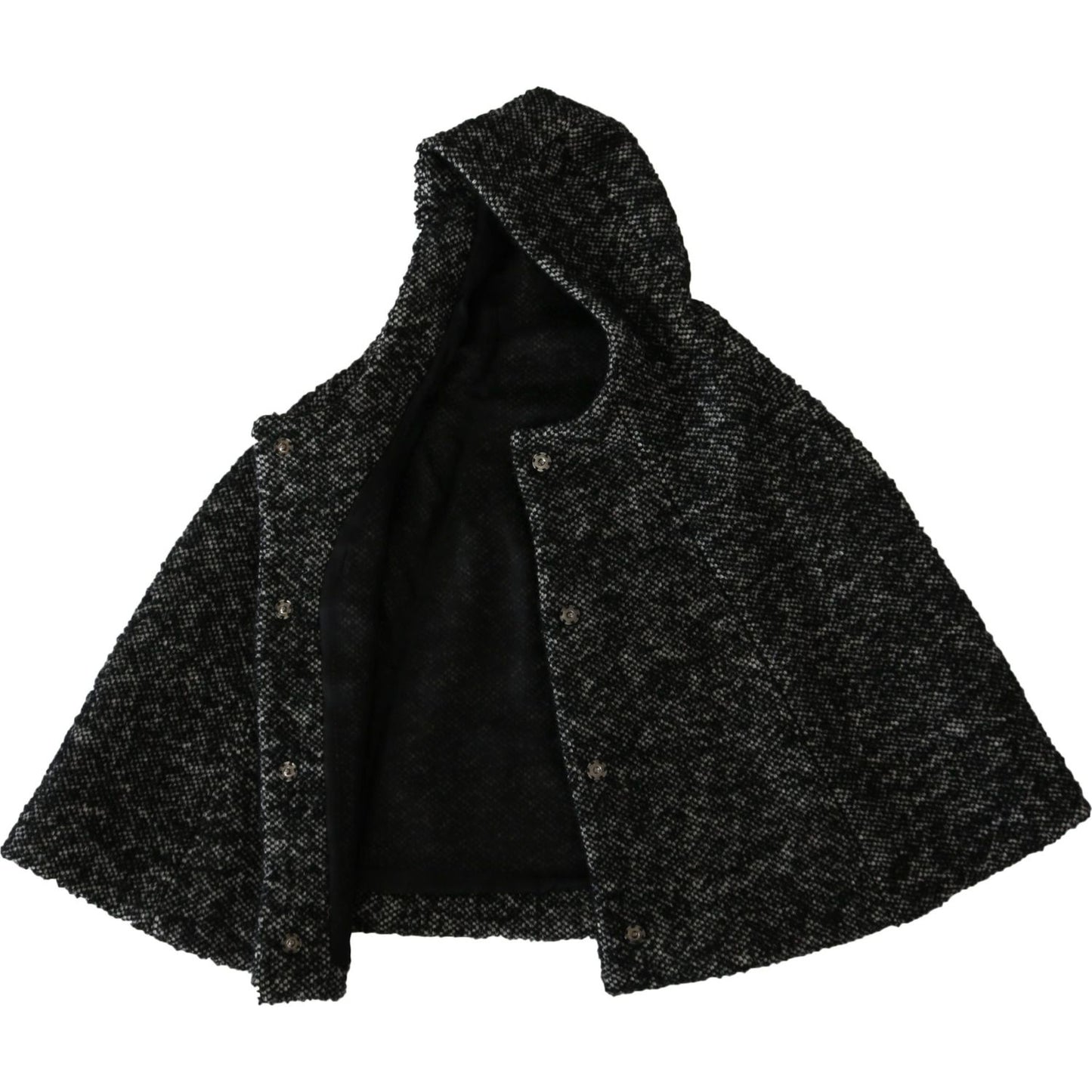 Dolce & Gabbana | Gray Tweet Wool Shoulder Hat Hooded Scarf | McRichard Designer Brands