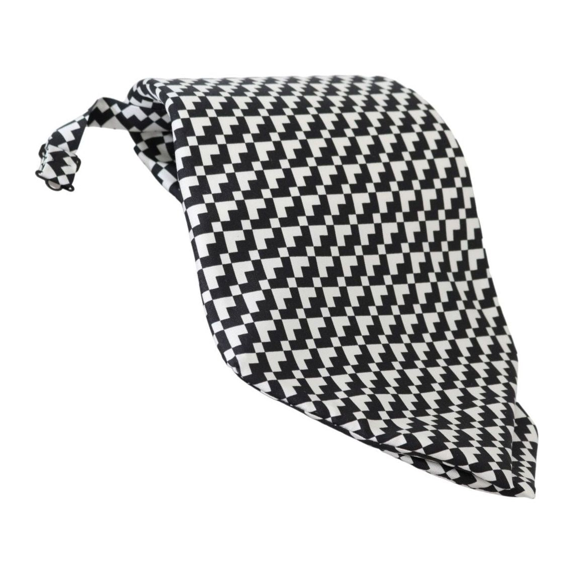 Dolce & Gabbana | Black Patterned Mens Necktie 100% Silk Tie | McRichard Designer Brands