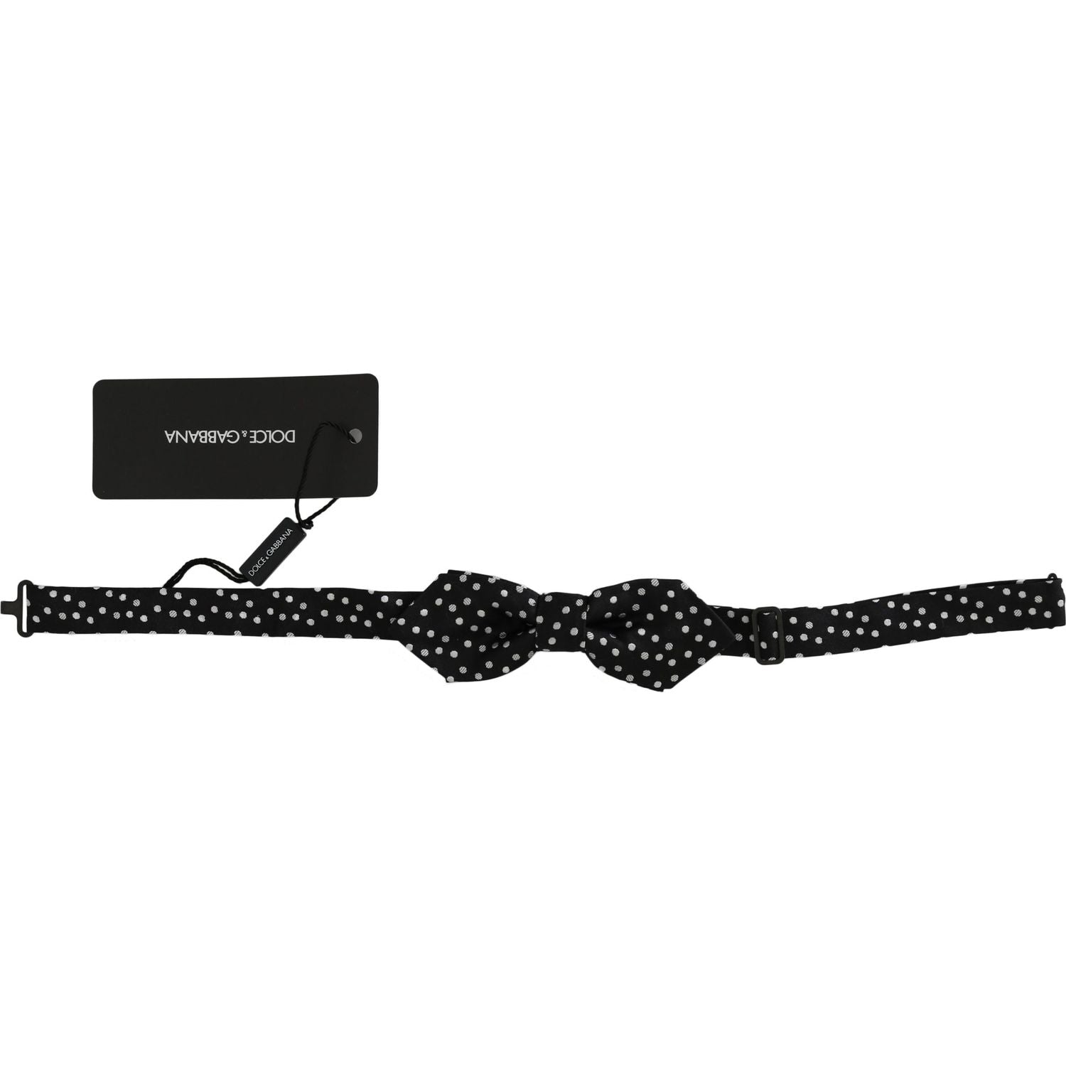 Dolce & Gabbana | Black Polka Dots Silk Adjustable Neck Papillon Men Bow Tie | McRichard Designer Brands