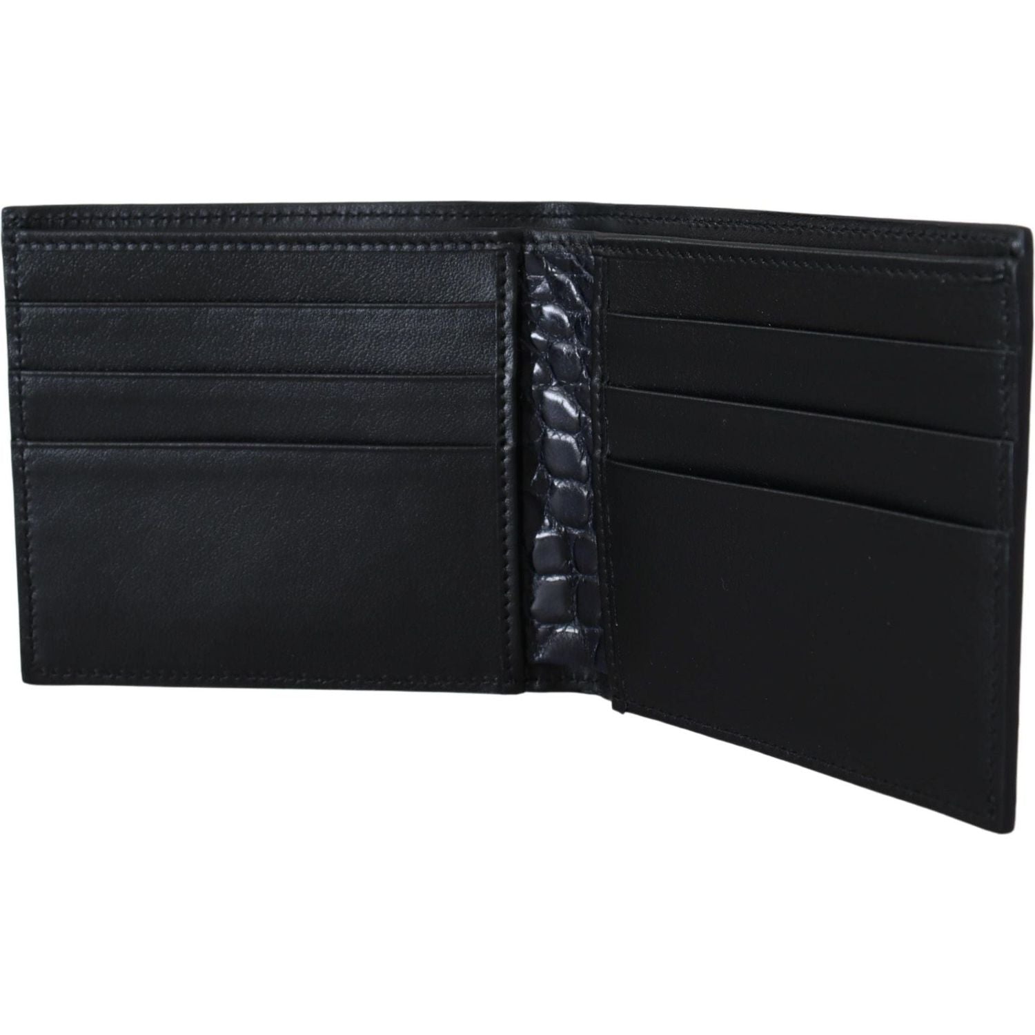 Dolce & Gabbana | Black Bifold Card Holder Men Exotic Leather Wallet | 1259.00 - McRichard Designer Brands