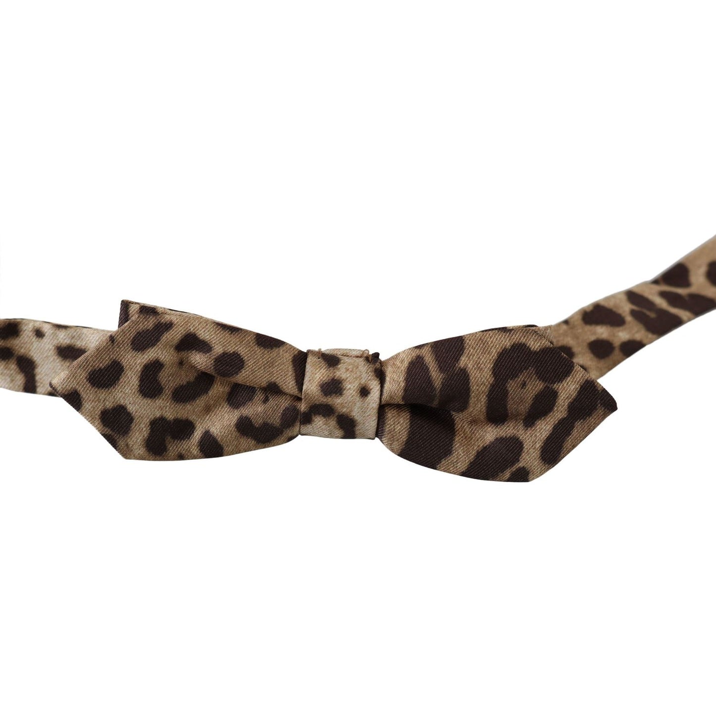 Dolce & Gabbana | Brown Leopard Silk Adjustable Neck Papillon Men Bow Tie | McRichard Designer Brands