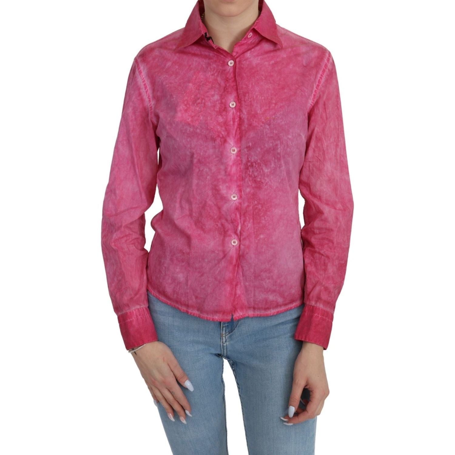 Ermanno Scervino | Pink Collared Long Sleeve Shirt Blouse Top  | McRichard Designer Brands