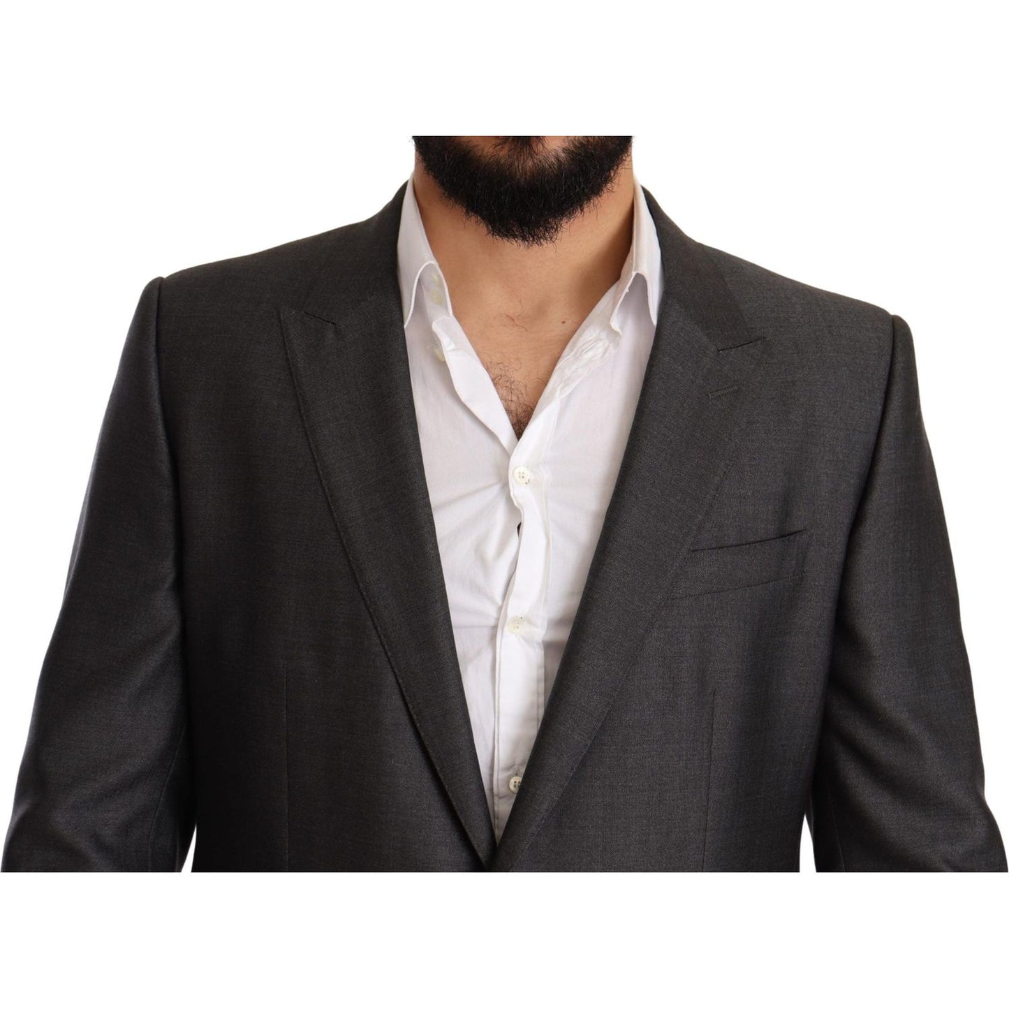 Dolce & Gabbana | Gray Slim Fit Wool Silk MARTINI Suit | McRichard Designer Brands