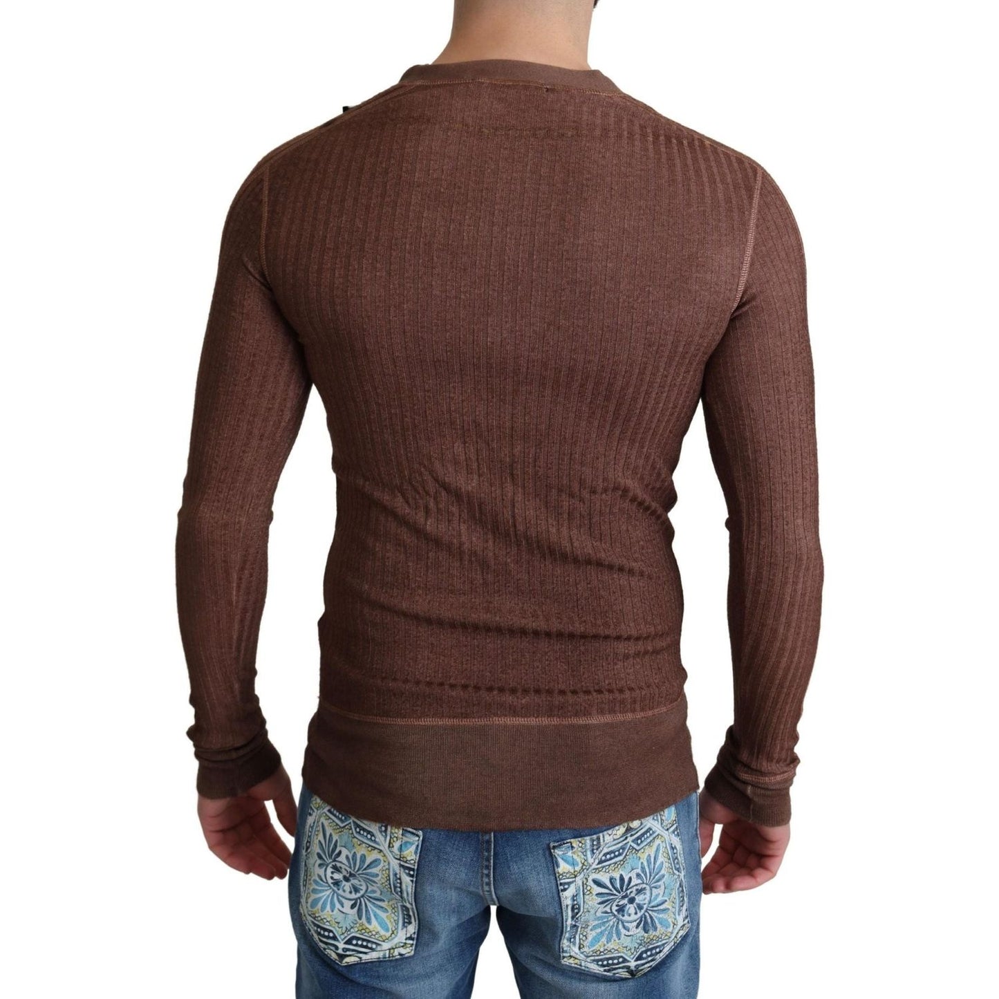 Dolce & Gabbana | Brown Logo Button Cardigan V-neck Sweater | 349.00 - McRichard Designer Brands