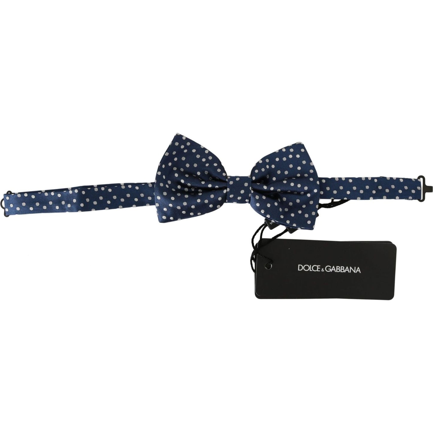 Dolce & Gabbana | Blue Polka Dots Silk Adjustable Neck Butterfly Mens Bow Tie | McRichard Designer Brands