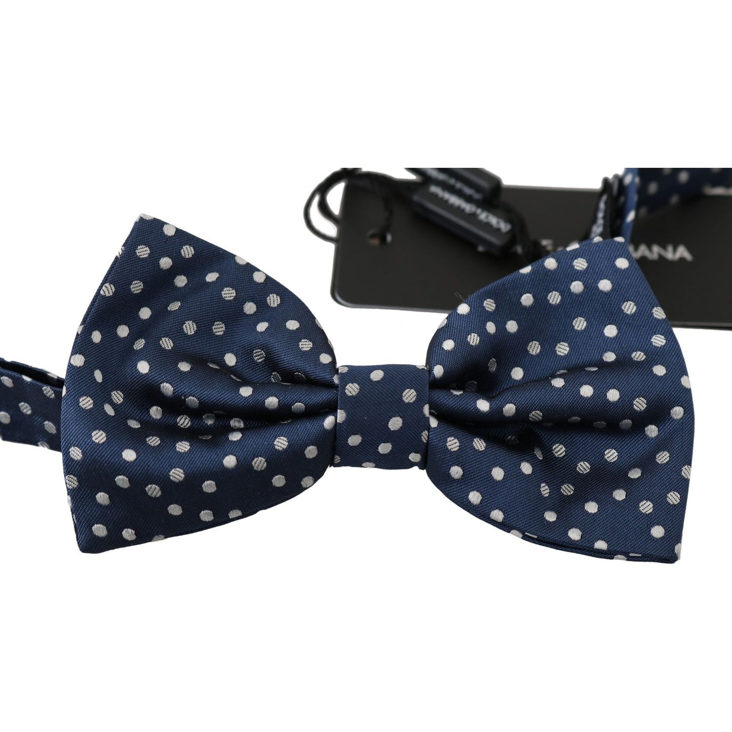 Dolce & Gabbana | Blue Polka Dots Silk Adjustable Neck Butterfly Mens Bow Tie | McRichard Designer Brands