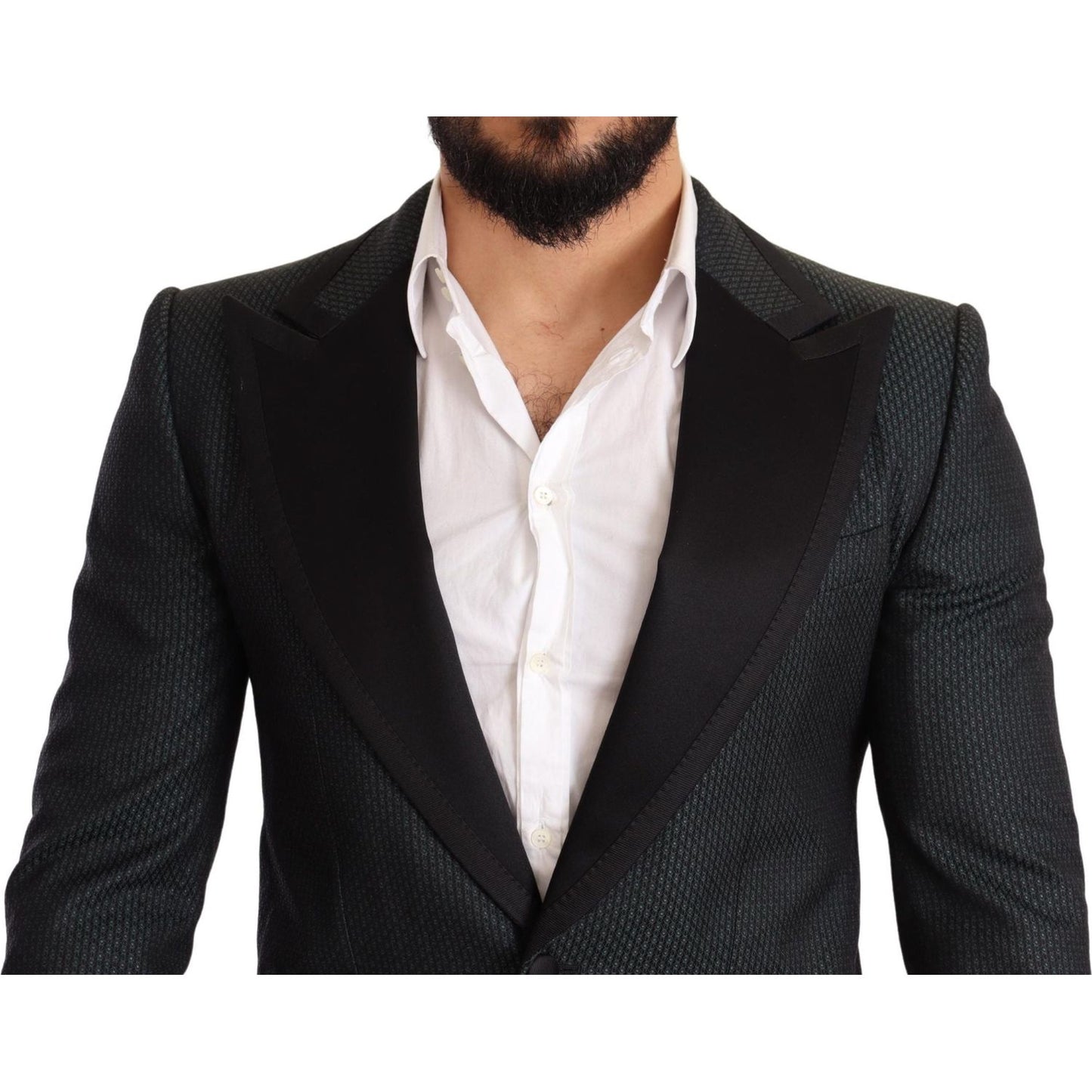 Dolce & Gabbana | Black Green Slim Fit Coat Jacket Blazer | McRichard Designer Brands