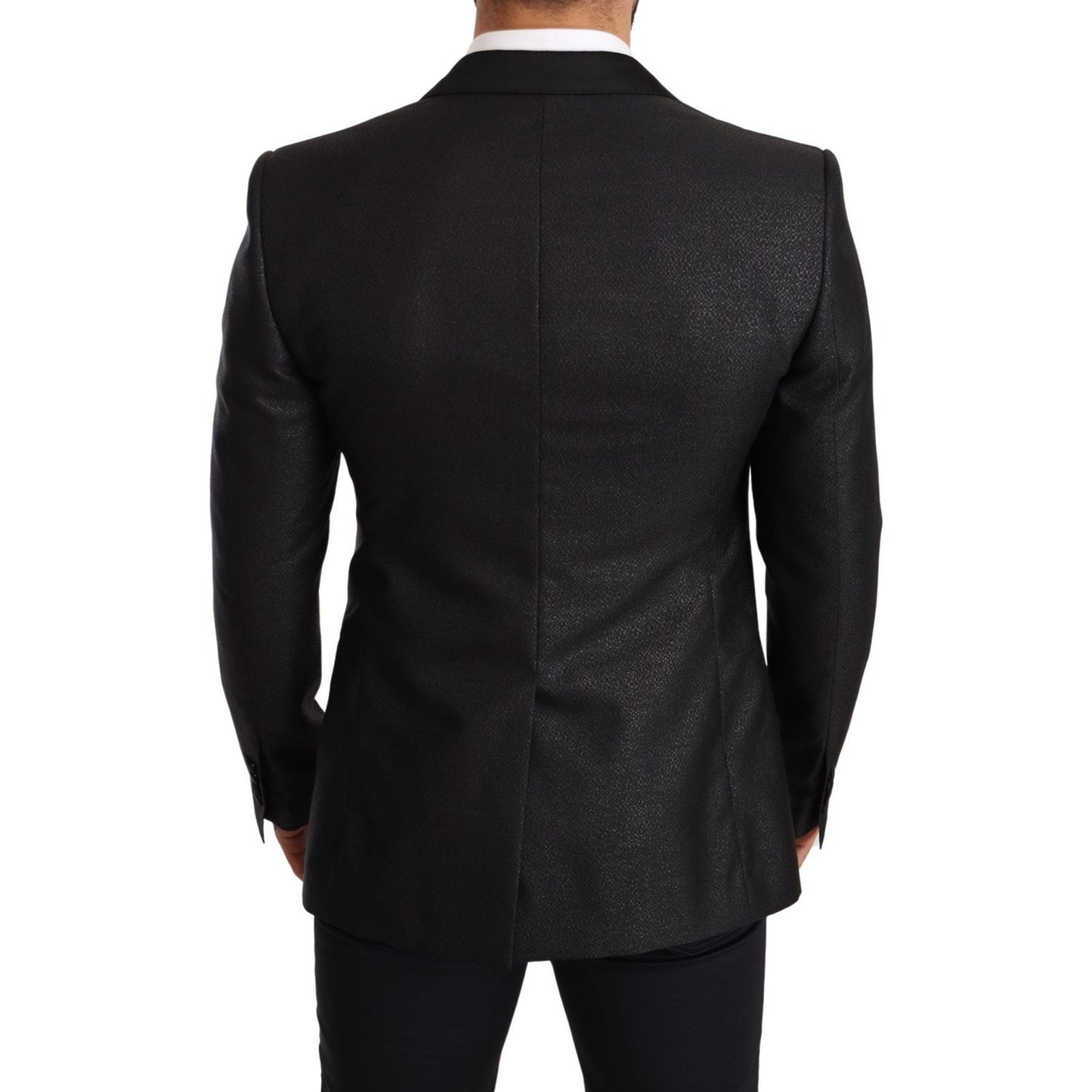 Dolce & Gabbana | Black Metallic Slim Jacket Tuxedo Blazer | McRichard Designer Brands