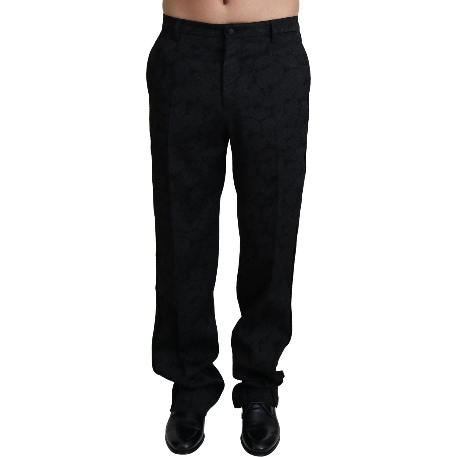 Dolce & Gabbana | Black Jaquard Formal Men Trouser Pants | 479.00 - McRichard Designer Brands
