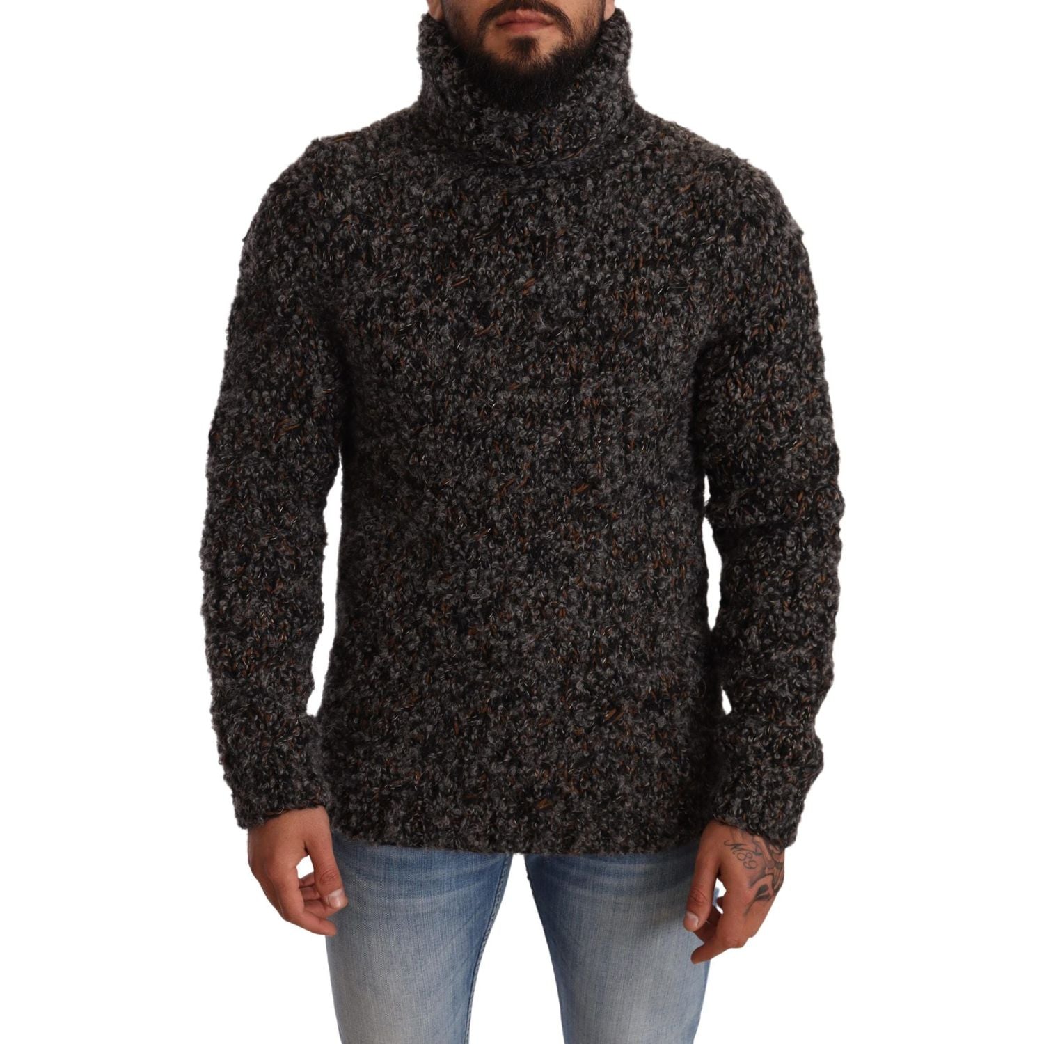 Dolce & Gabbana | Gray Wool Blend Turtleneck Pullover Sweater | McRichard Designer Brands