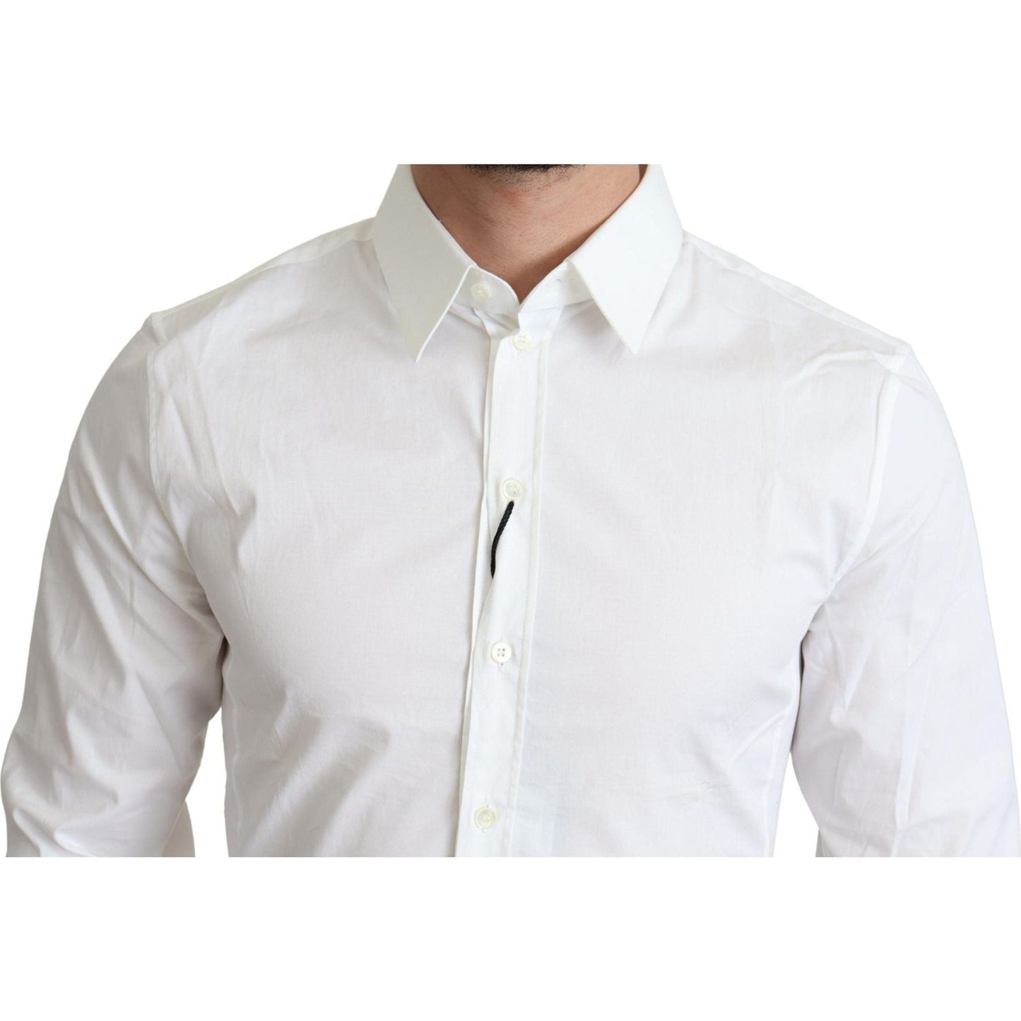 Dolce & Gabbana | White Cotton Stretch Men Formal SICILIA Shirt | 299.00 - McRichard Designer Brands