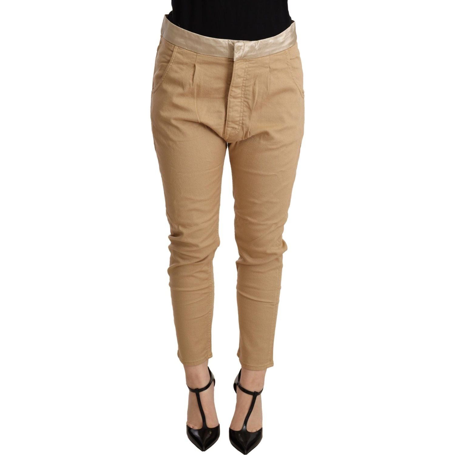 CYCLE | Beige Mid Waist Slim Fit Skinny Stretch Trouser | McRichard Designer Brands