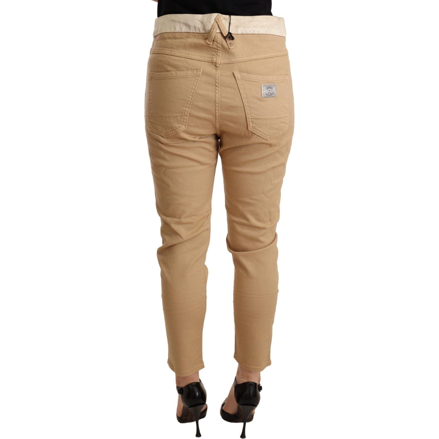 CYCLE | Beige Mid Waist Slim Fit Skinny Stretch Trouser | McRichard Designer Brands