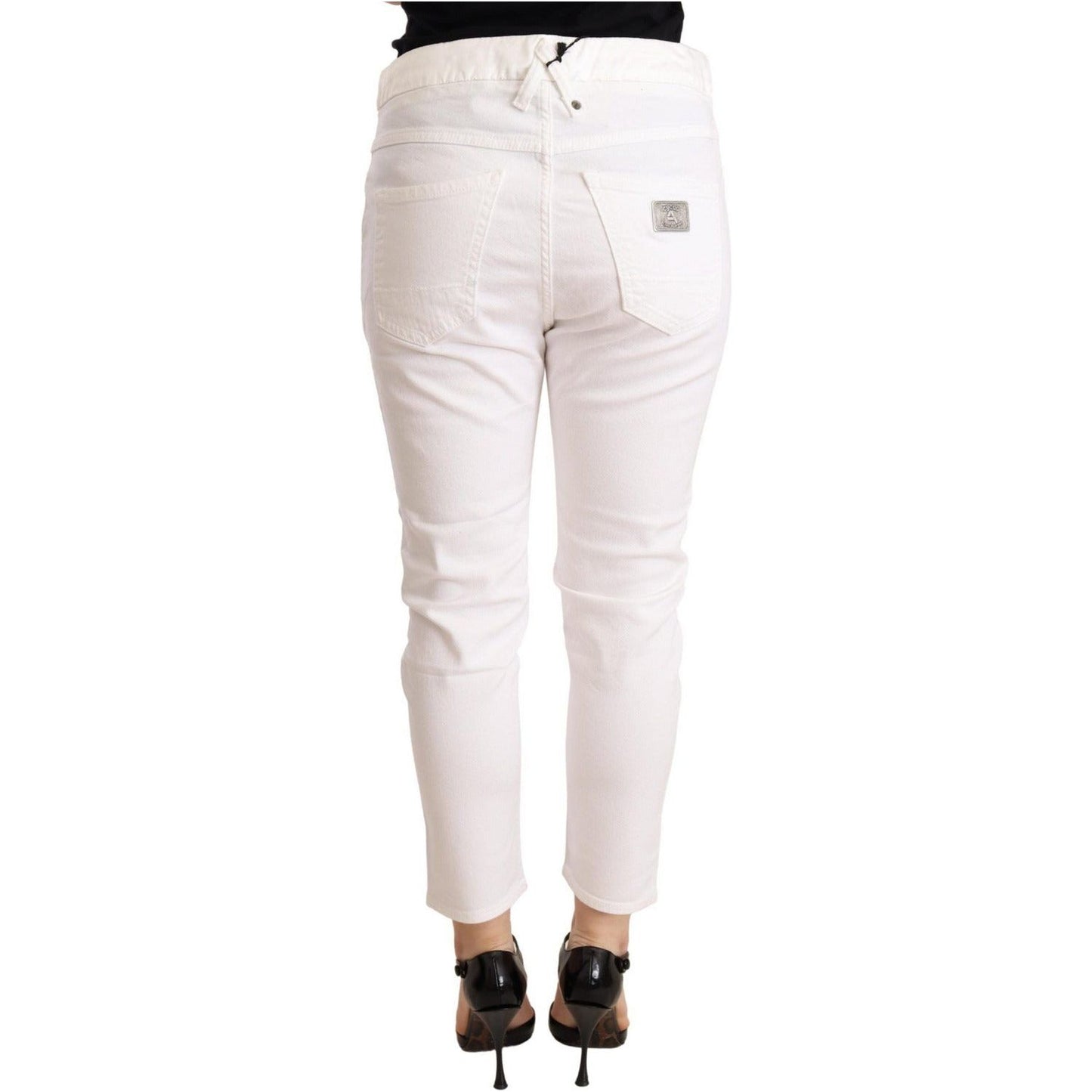 CYCLE | White Mid Waist Slim Fit Skinny Cotton Stretch Trouser | McRichard Designer Brands