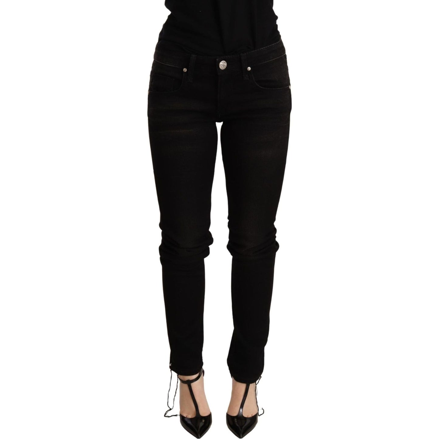 Acht | Black Low Waist Skinny Denim Trouser | McRichard Designer Brands