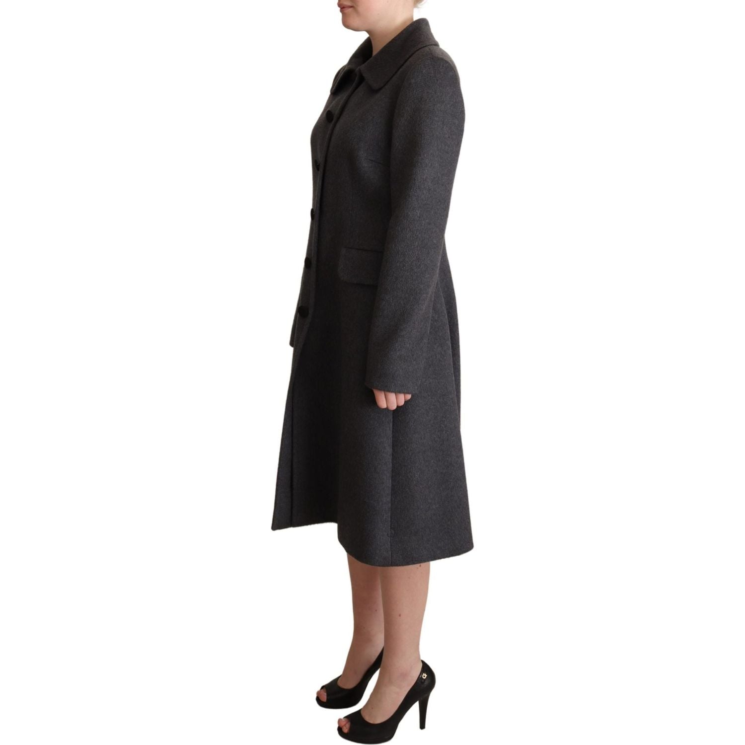 Dolce & Gabbana | Gray Cashmere Trench Coat Jacket WOMAN COATS & JACKETS | McRichard Designer Brands