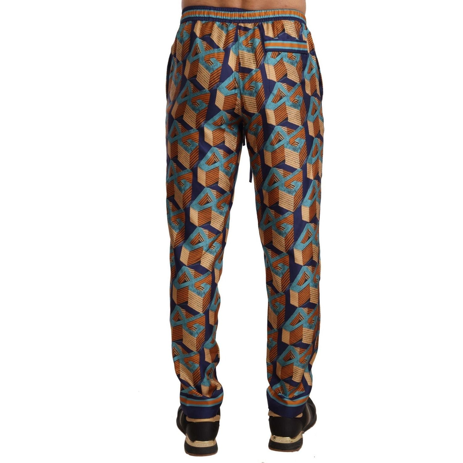 Dolce & Gabbana | Multicolor Patterned Joggers Silk Pants Jeans & Pants | McRichard Designer Brands