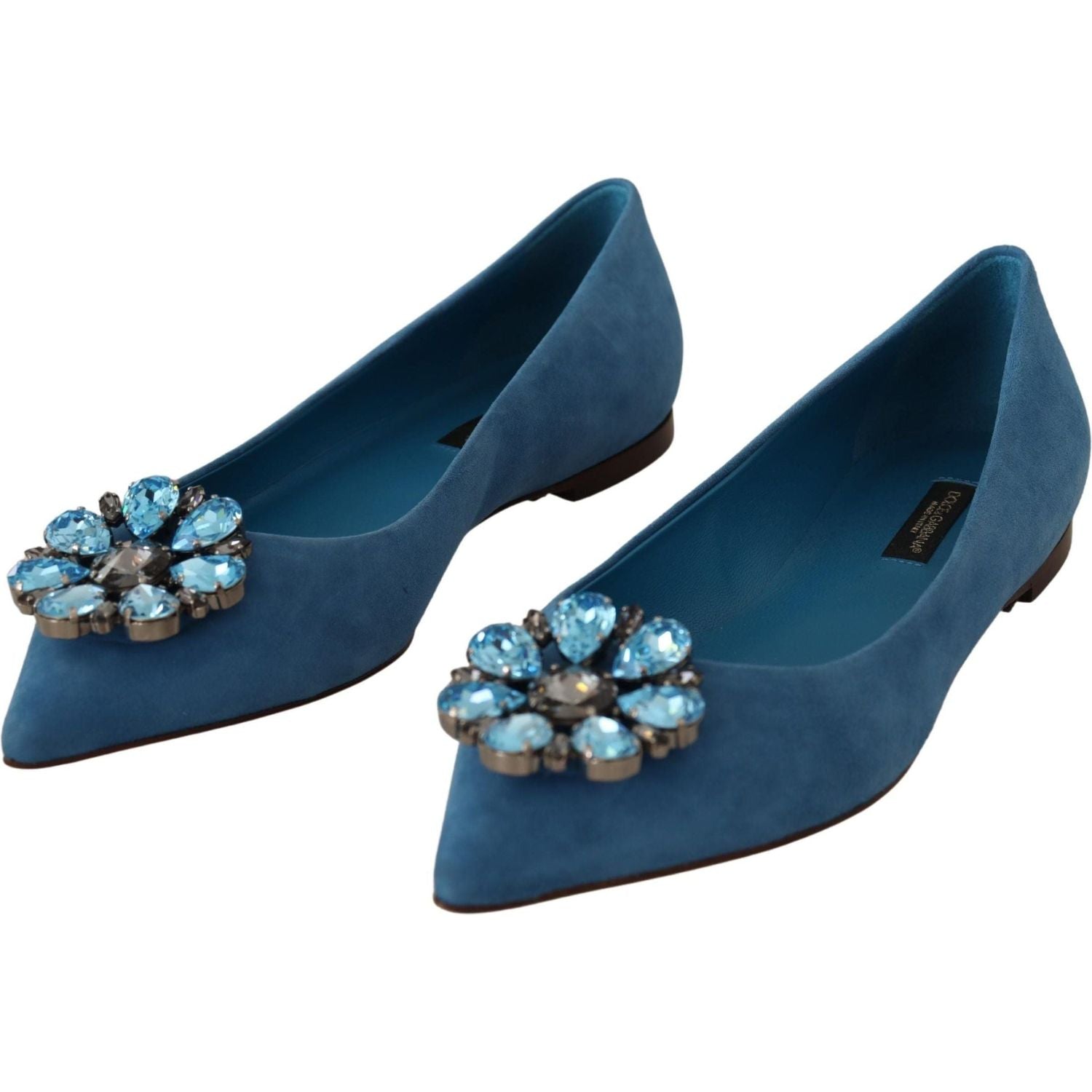 Dolce & Gabbana | Blue Suede Crystals Loafers Flats Shoes | 399.00 - McRichard Designer Brands