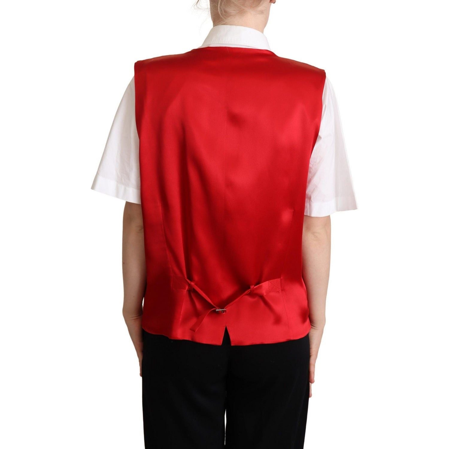 Dolce & Gabbana | Red Virgin Wool Sleeveless Waistcoat Vest | McRichard Designer Brands