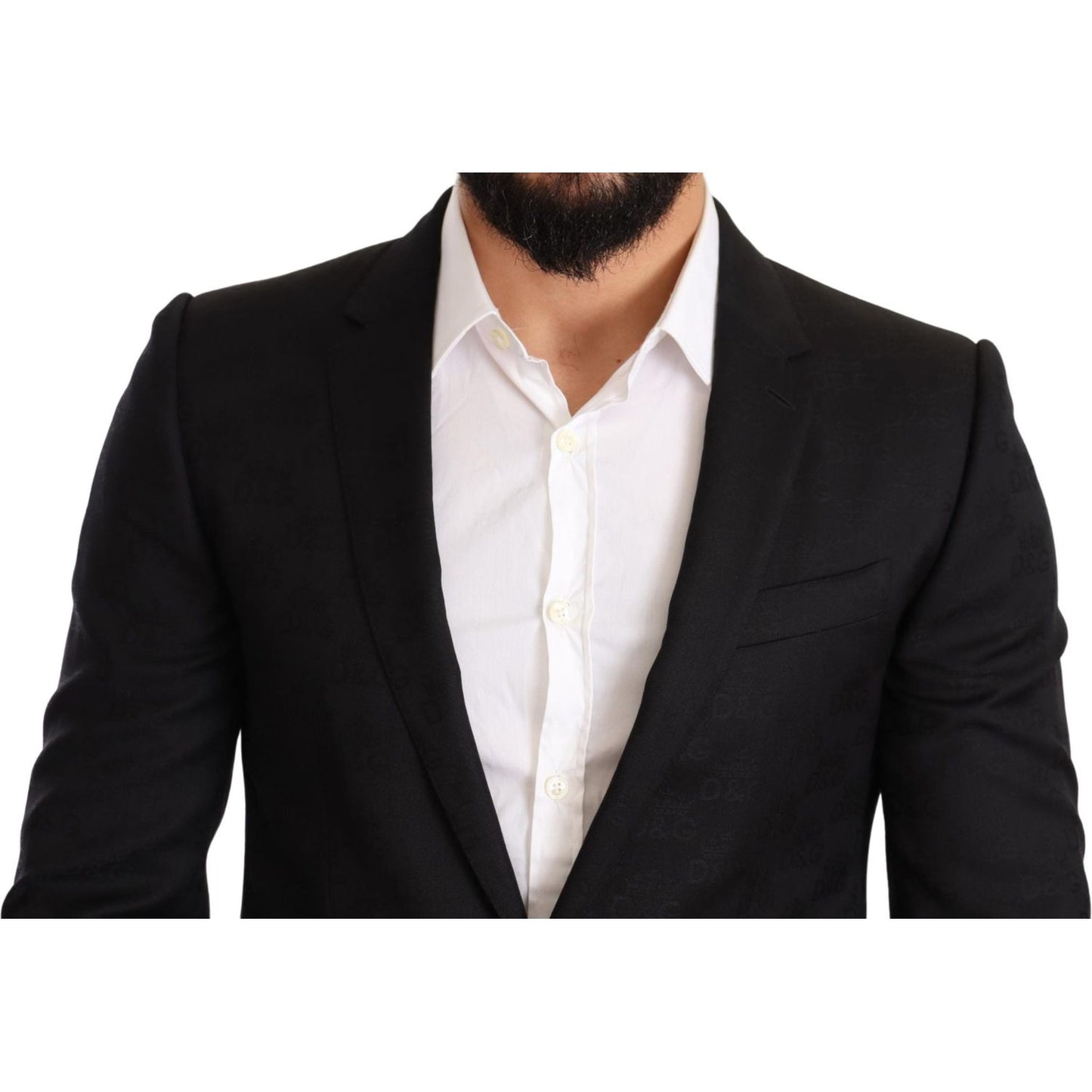 Dolce & Gabbana | Black Logo Wool Slim Fit 2 Piece MARTINI Suit | McRichard Designer Brands