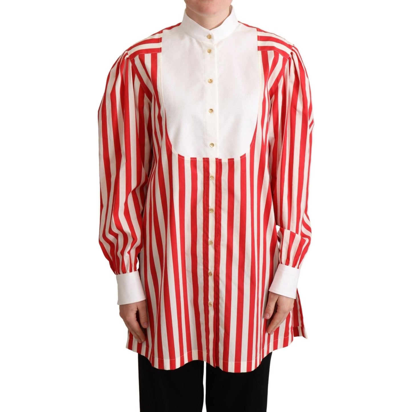 Dolce & Gabbana | Red White Striped Long Sleeves Formal Shirt  | McRichard Designer Brands
