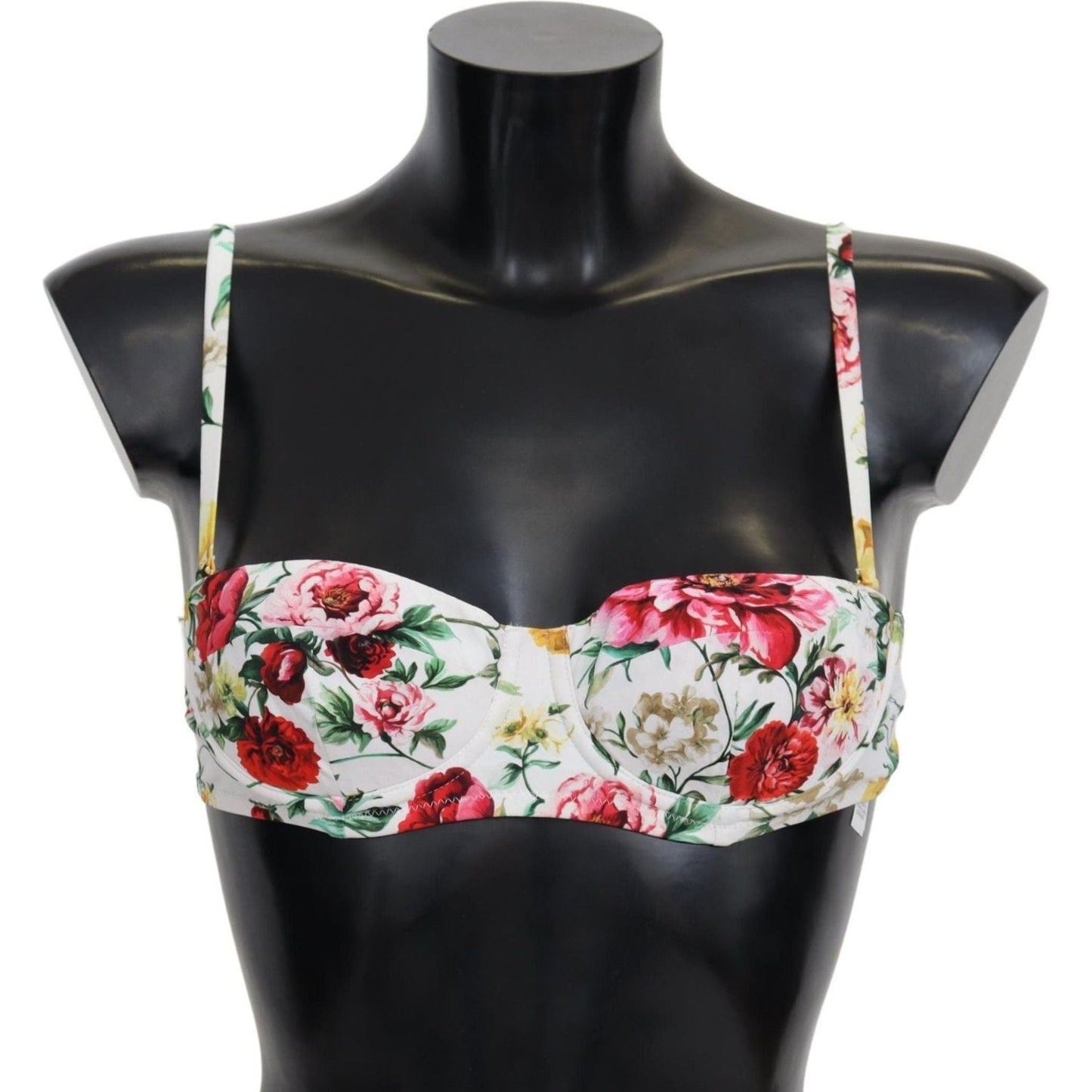 Dolce & Gabbana | White Floral Print Swimsuit Beachwear Bikini Tops  | McRichard Designer Brands