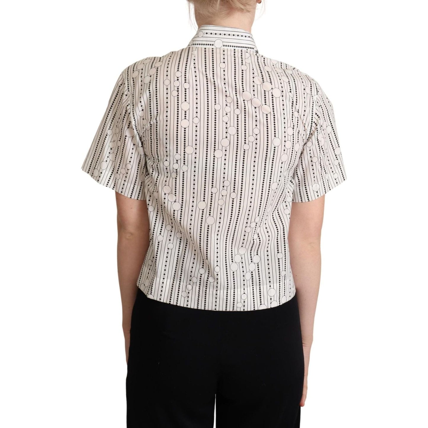 Dolce & Gabbana | White Circles Dots Collared Button Up Shirt  | McRichard Designer Brands