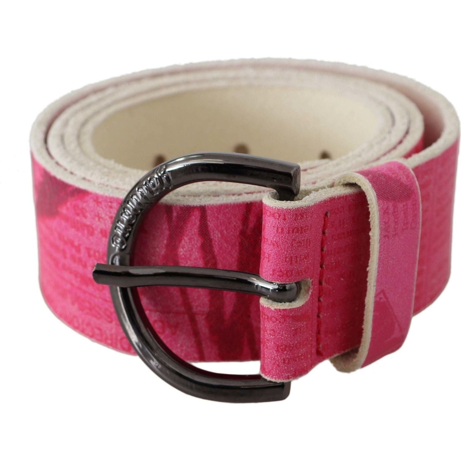 John Galliano | Pink Leather Letter Logo Design Round Buckle Belt - McRichard Designer Brands