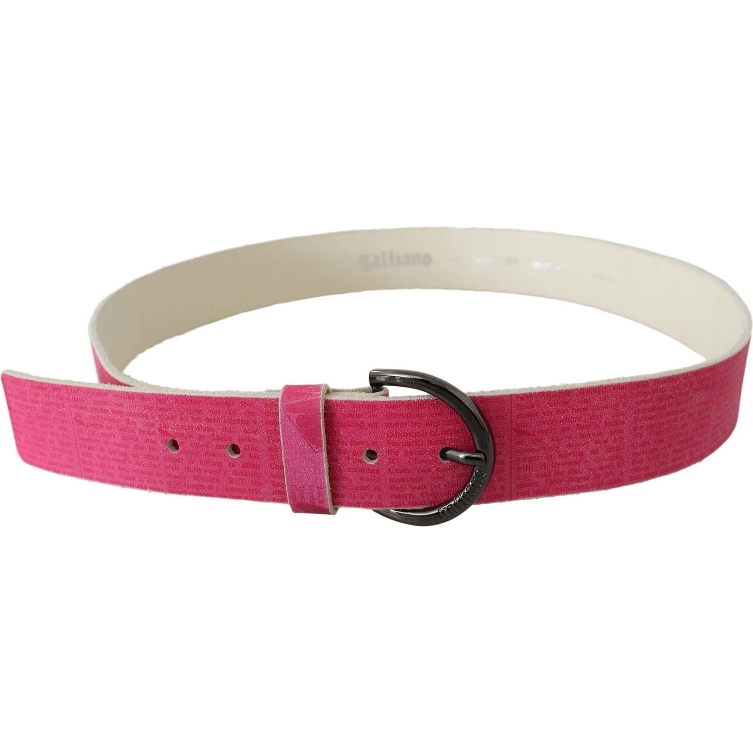 John Galliano | Pink Leather Letter Logo Design Round Buckle Belt - McRichard Designer Brands