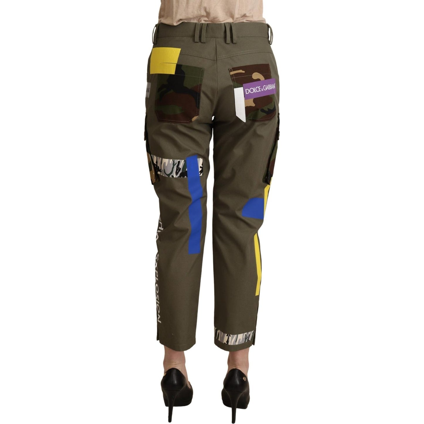 Dolce & Gabbana | Green Military Cargo Trouser Cotton Pants Jeans & Pants | McRichard Designer Brands