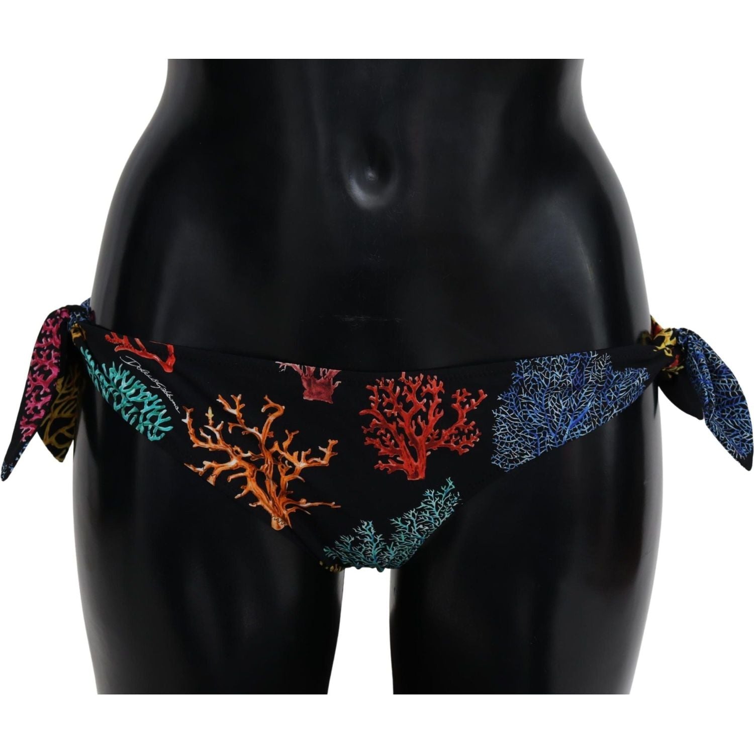 Dolce & Gabbana | Black Coral Print Swimwear Beachwear Bikini Bottom - McRichard Designer Brands