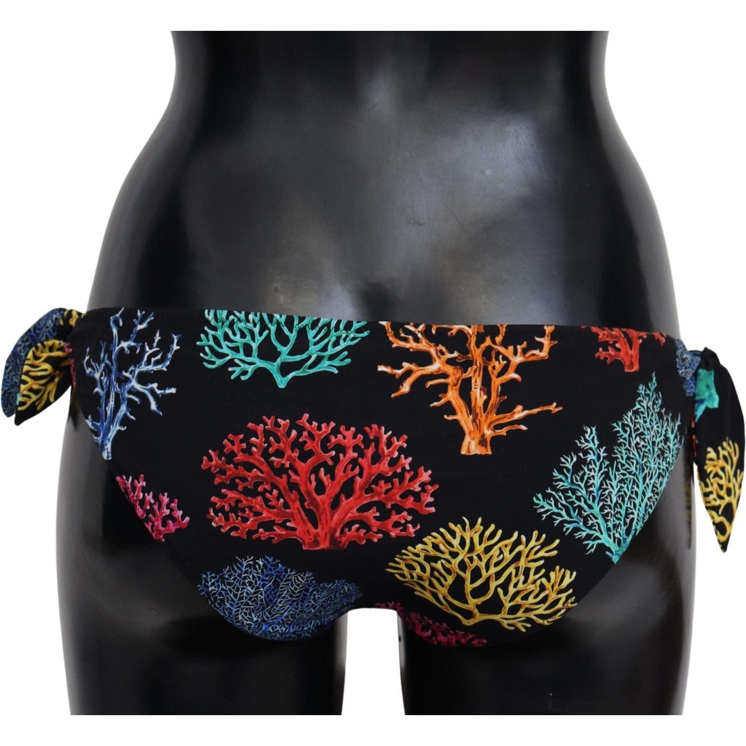 Dolce & Gabbana | Black Coral Print Swimwear Beachwear Bikini Bottom - McRichard Designer Brands