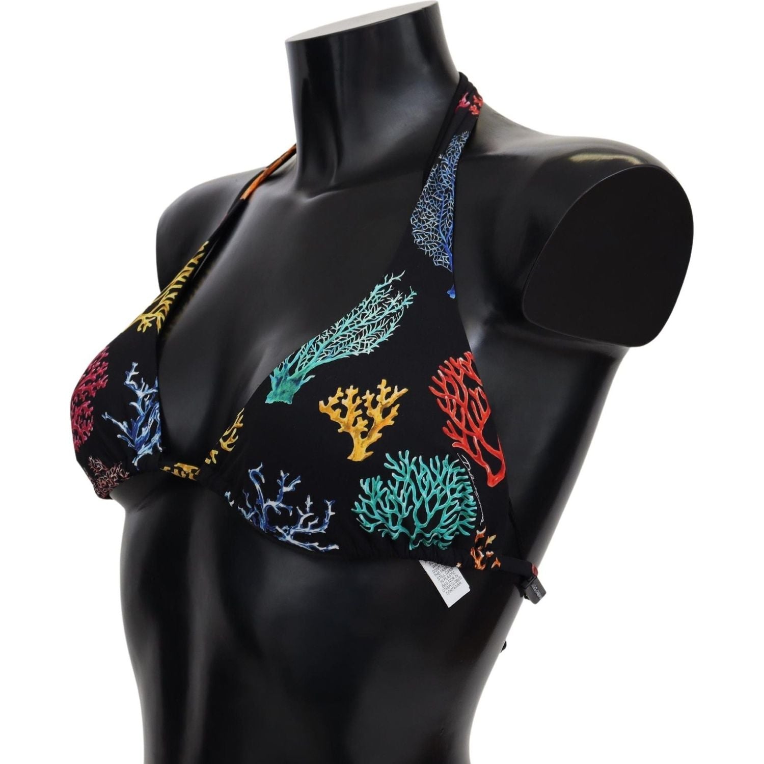 Dolce & Gabbana | Black Corals Print Women Beachwear Bikini Tops  | McRichard Designer Brands