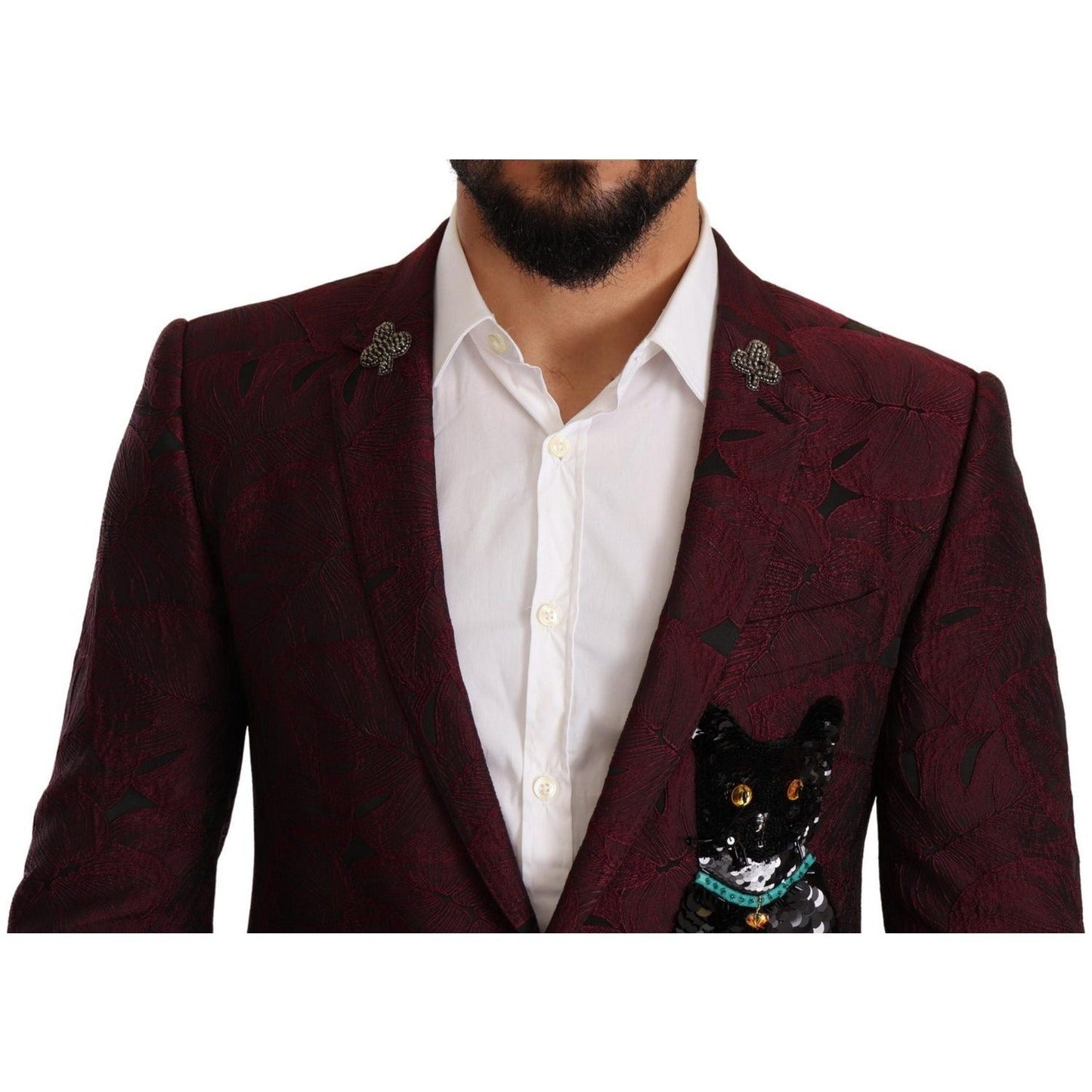 Dolce & Gabbana | Maroon Cat Sequin MARTINI 2 Piece Suit  | McRichard Designer Brands