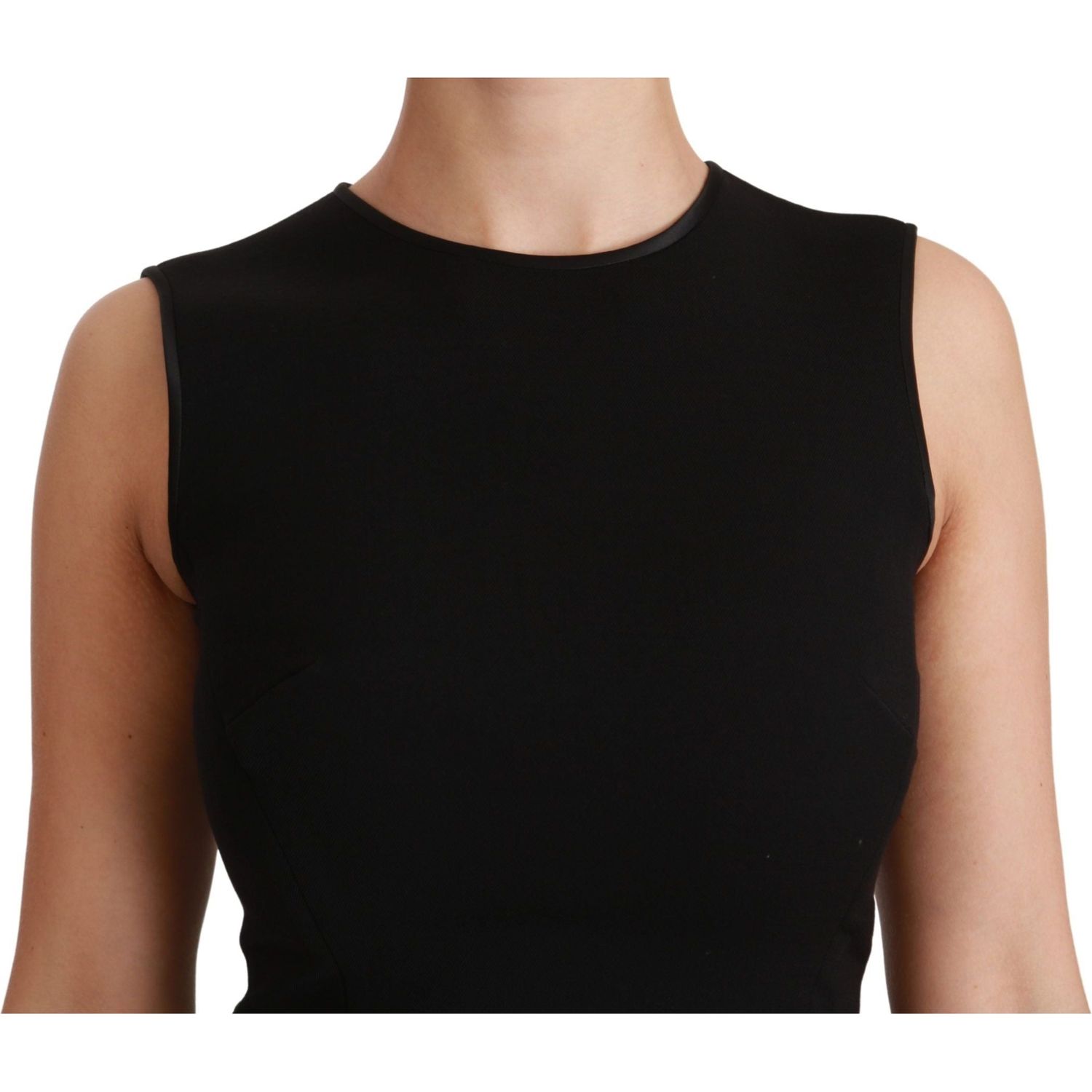 Dolce & Gabbana | Black Fit Flare Wool Stretch Sheath Dress - McRichard Designer Brands