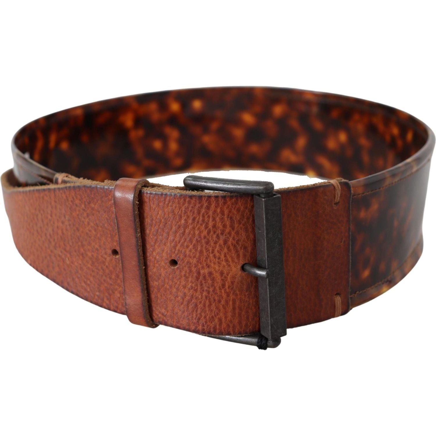Ermanno Scervino | Dark Brown Leather Wide Buckle Belt - McRichard Designer Brands