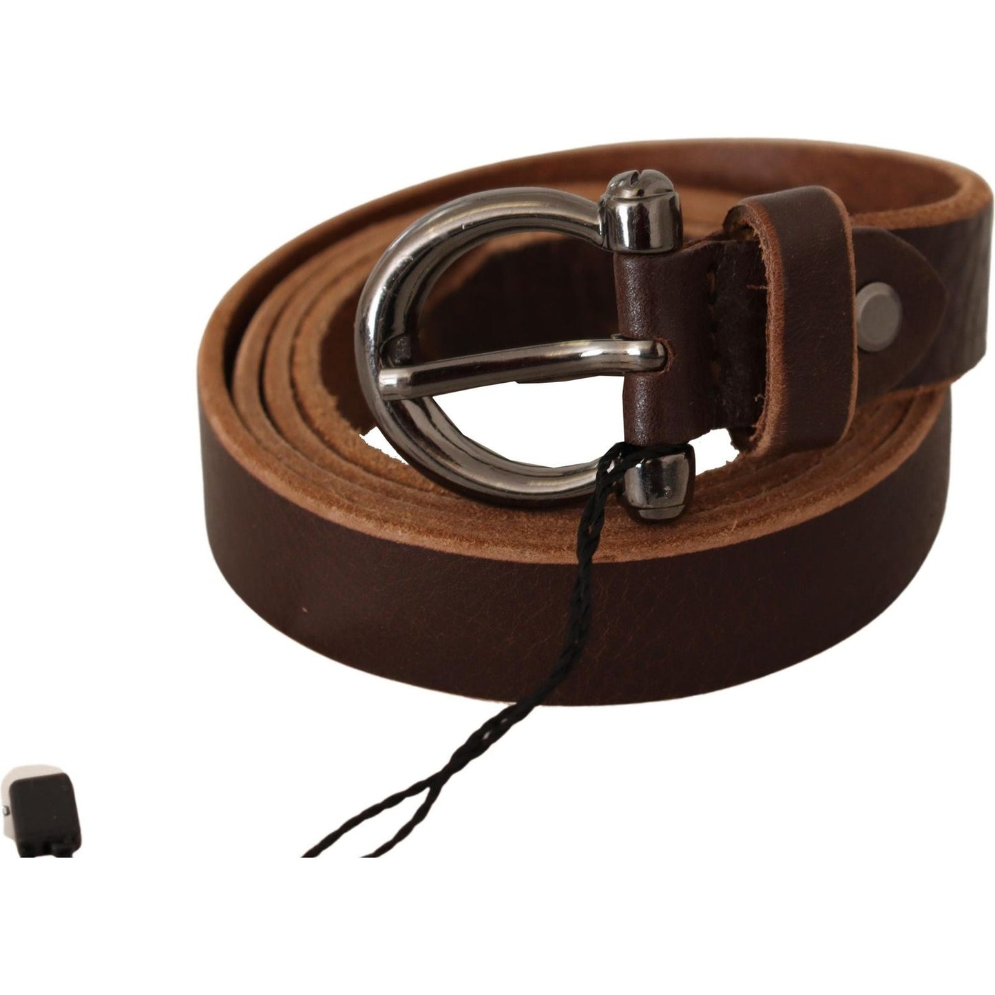 John Galliano | Brown Leather Logo Design Round Buckle Waist Belt WOMAN BELTS | McRichard Designer Brands
