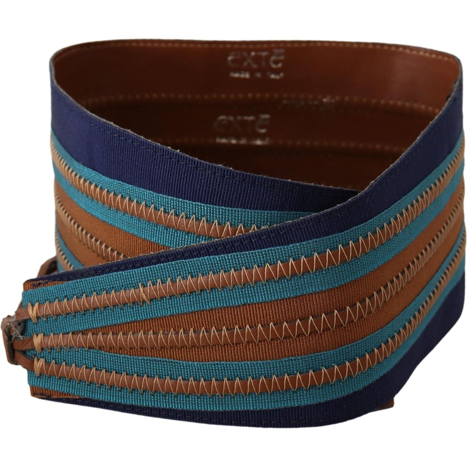 Exte | Brown Leather Wide Waistband Tie Fastening Belt | McRichard Designer Brands