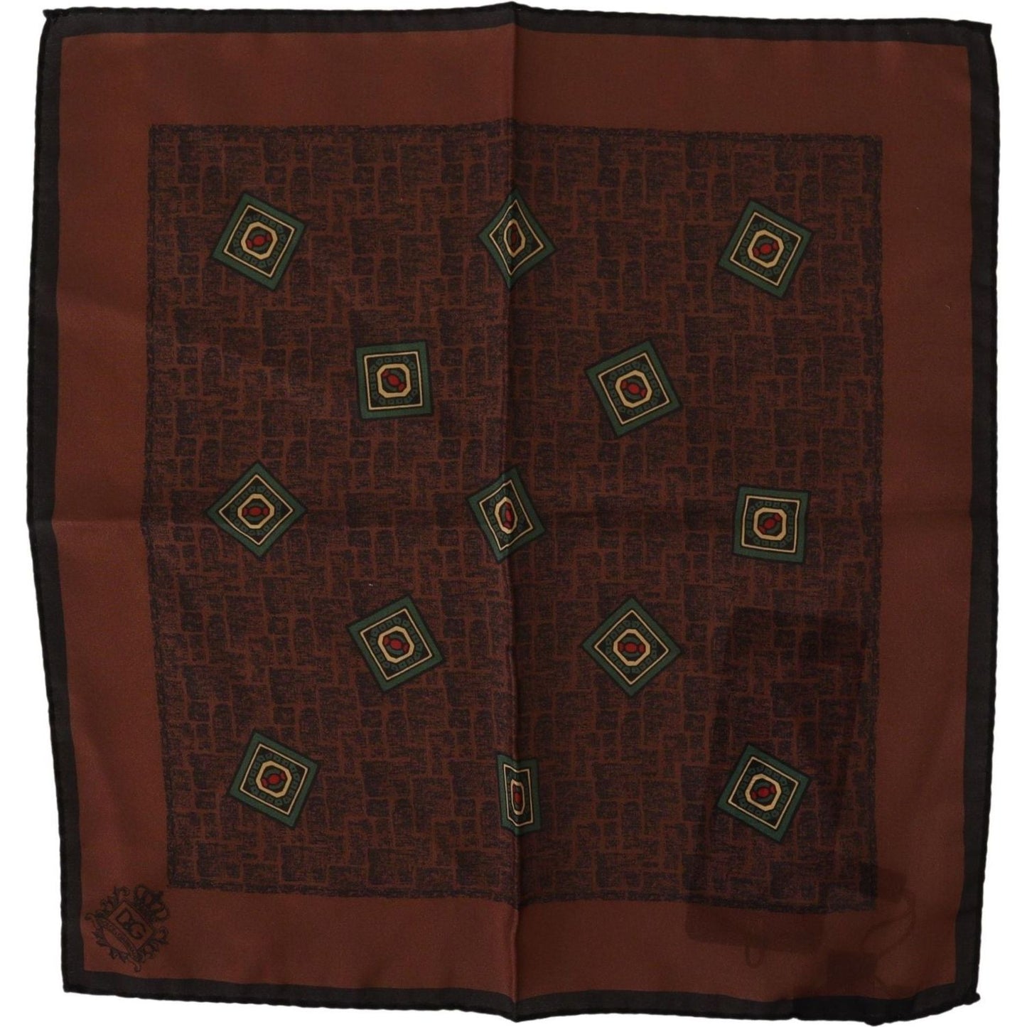 Dolce & Gabbana | Brown Patterned Silk Square Handkerchief Scarf | 159.00 - McRichard Designer Brands