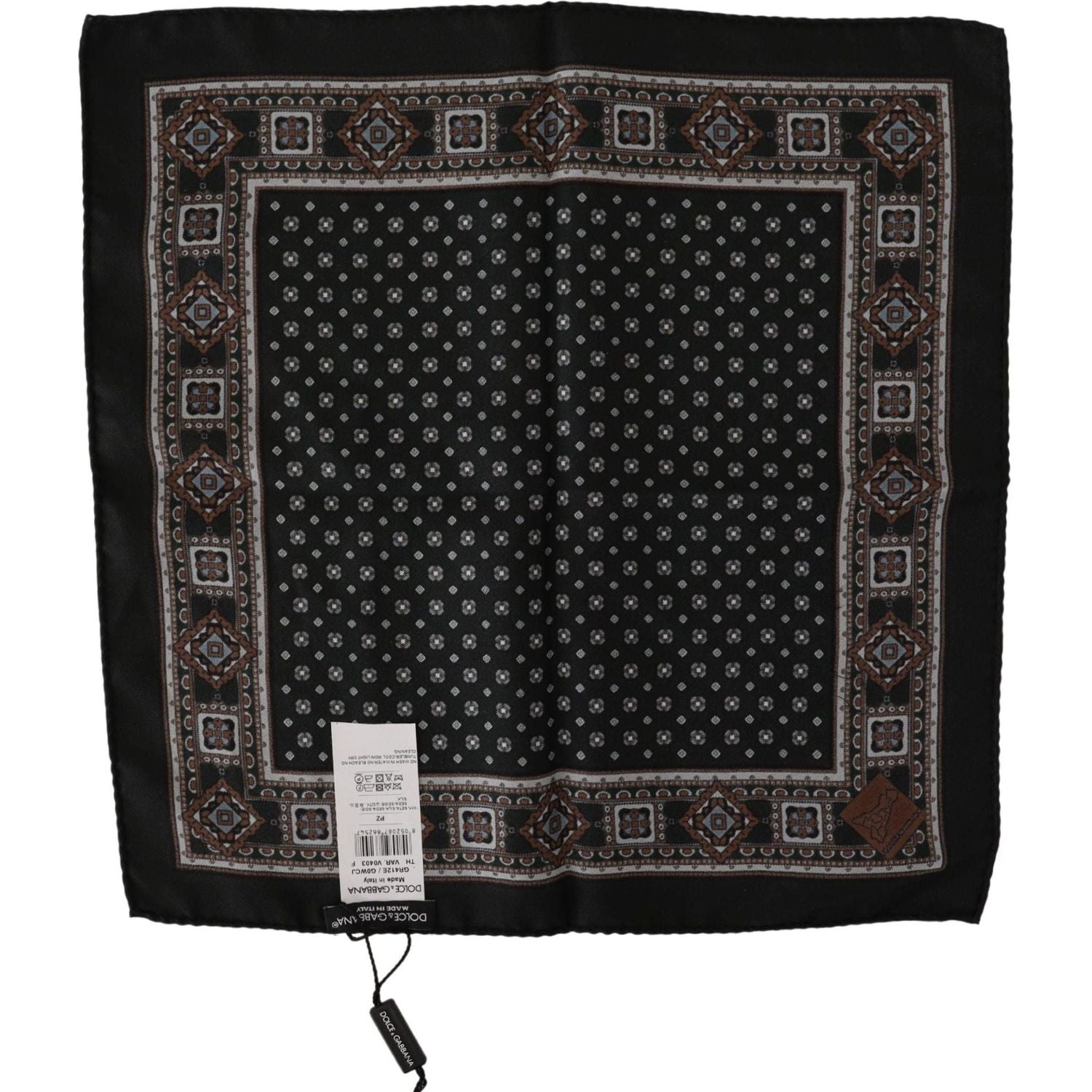 Dolce & Gabbana | Black Silk Men Pocket Square Handkerchief Scarf | 189.00 - McRichard Designer Brands