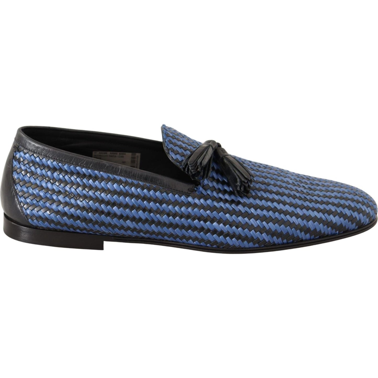 Dolce & Gabbana | Blue Woven Leather Tassel Loafers Shoes MAN LOAFERS | McRichard Designer Brands