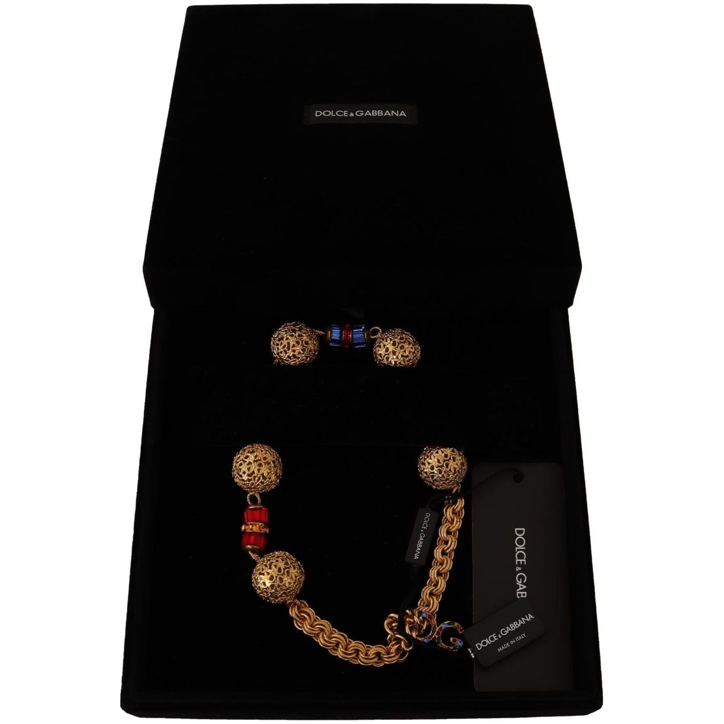 Dolce & Gabbana | Gold Brass SFERE Crystal Pendant Statement Necklace | McRichard Designer Brands
