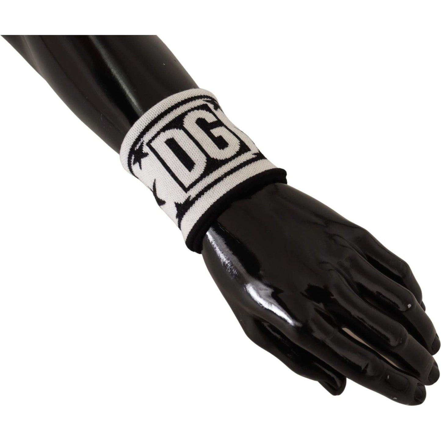 Dolce & Gabbana | White Black Wool Logo #DGMILLENNIALS Wristband  | McRichard Designer Brands