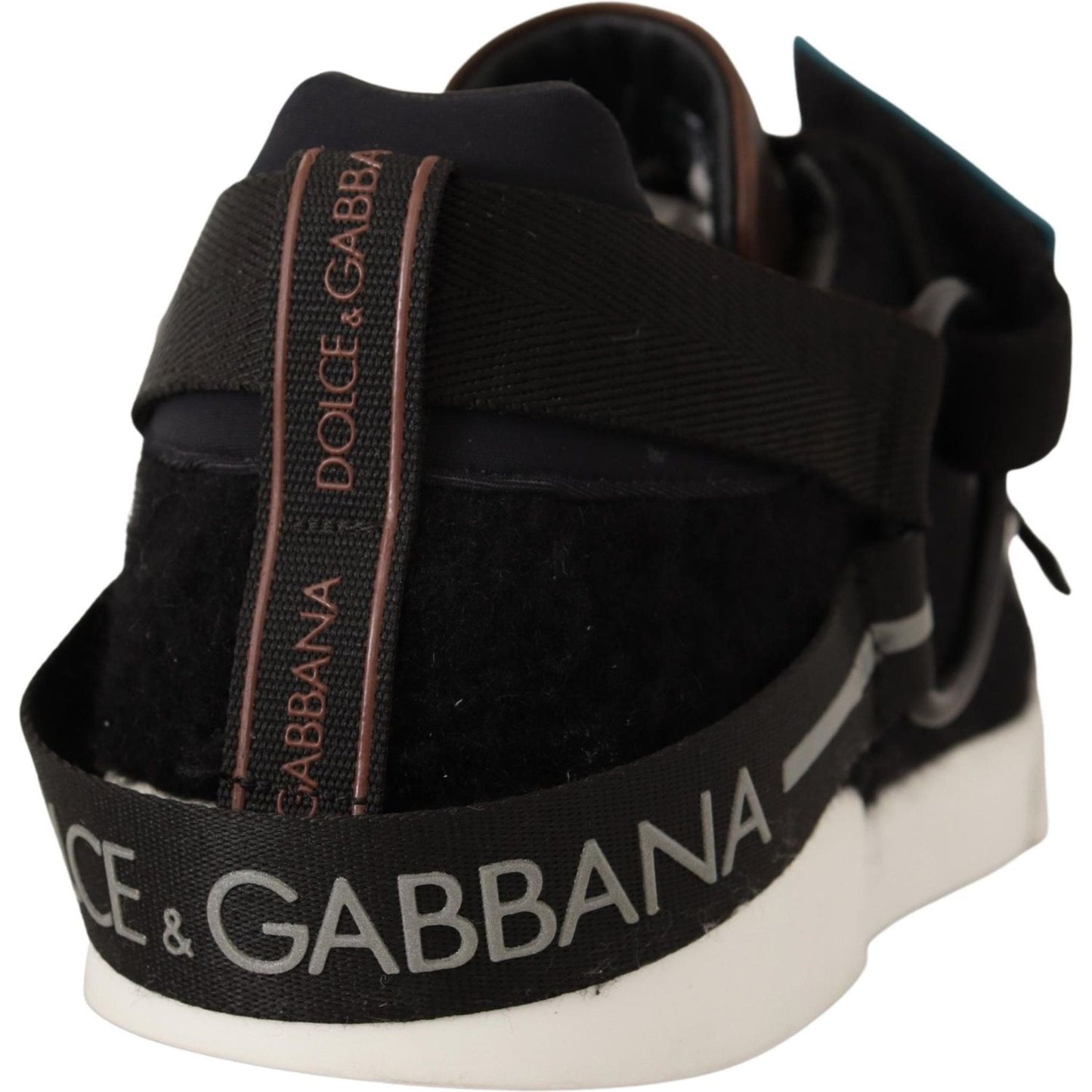 Dolce & Gabbana | Brown Leather Black Shearling Sneakers  | McRichard Designer Brands